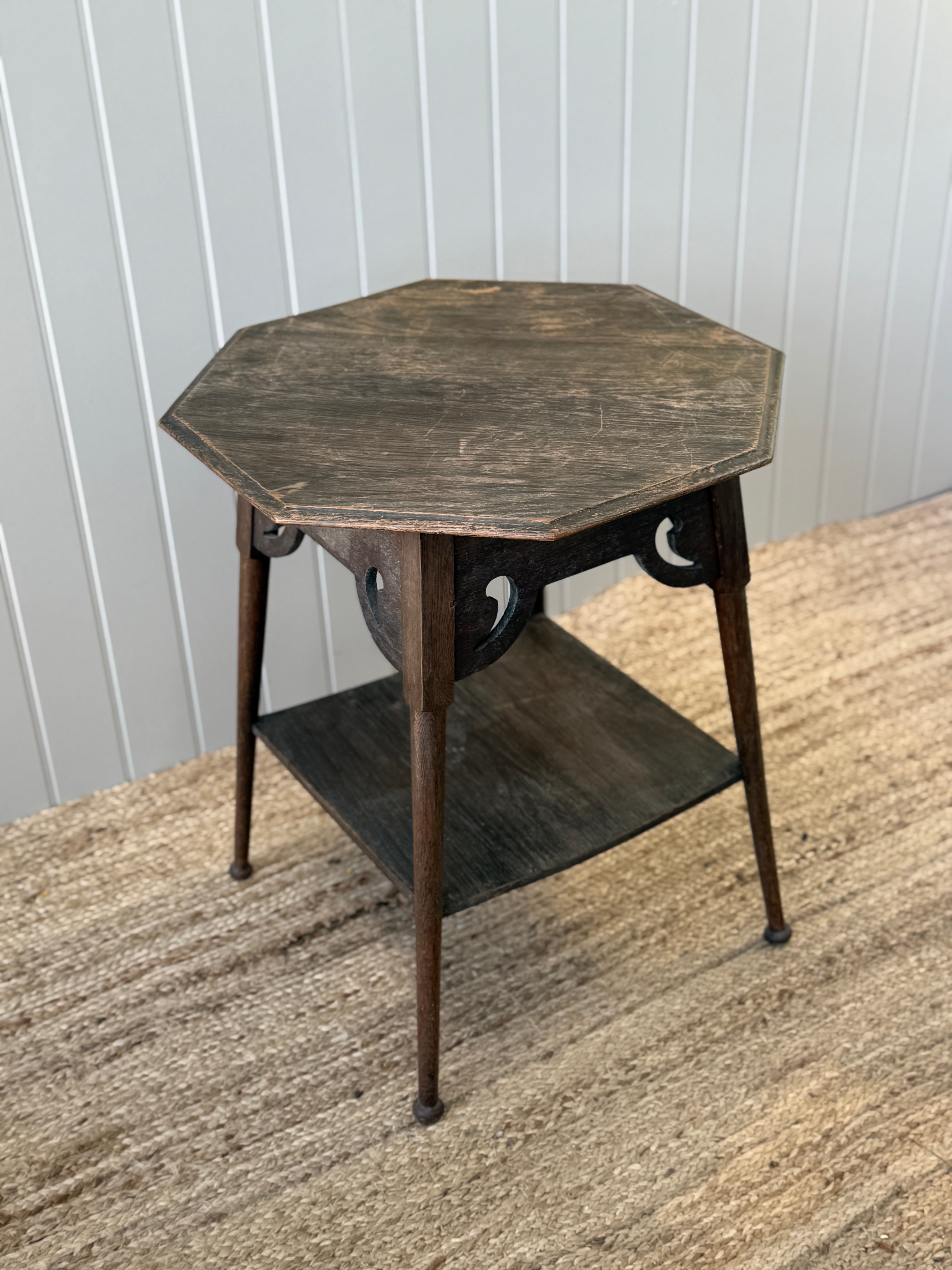 Early 20th Century Oak Octagonal Two-Tier Occasional Table