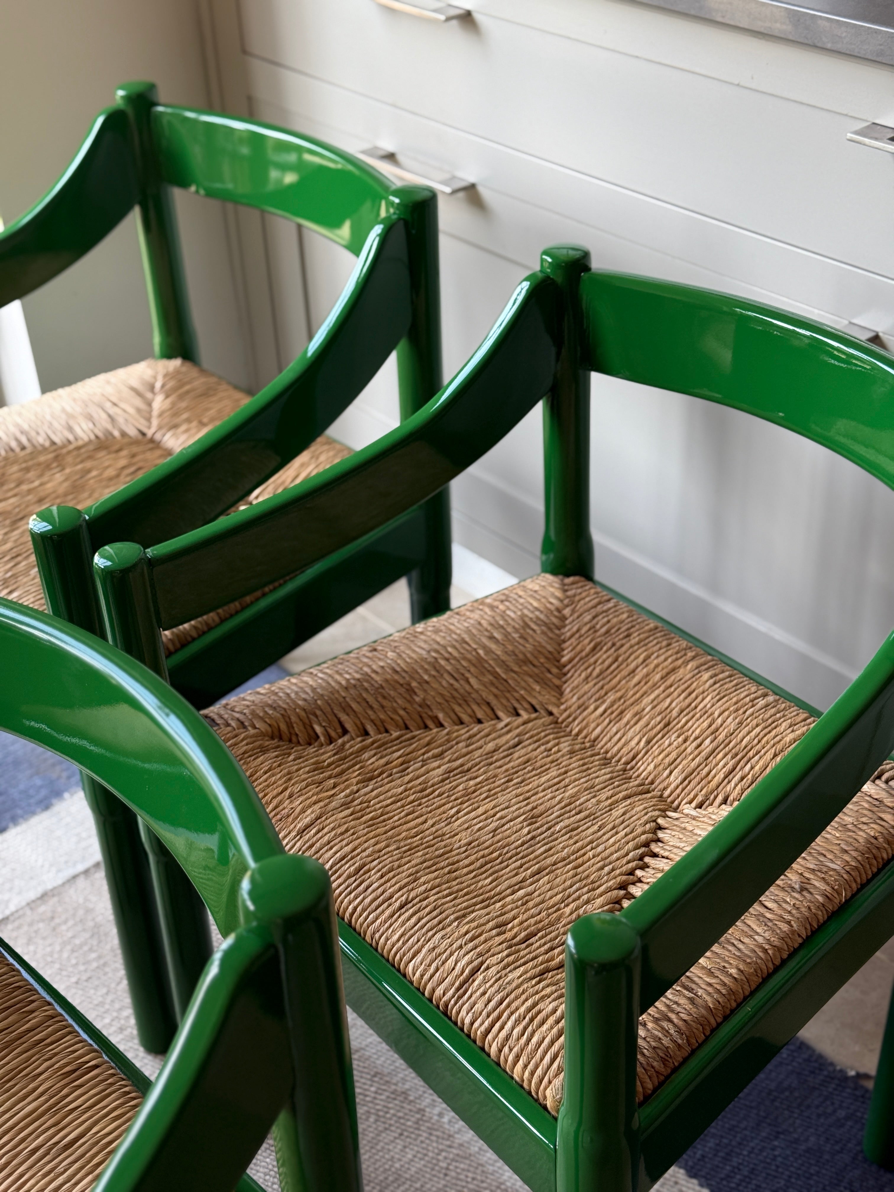 VM Carimate Armchairs in Green Lacquer