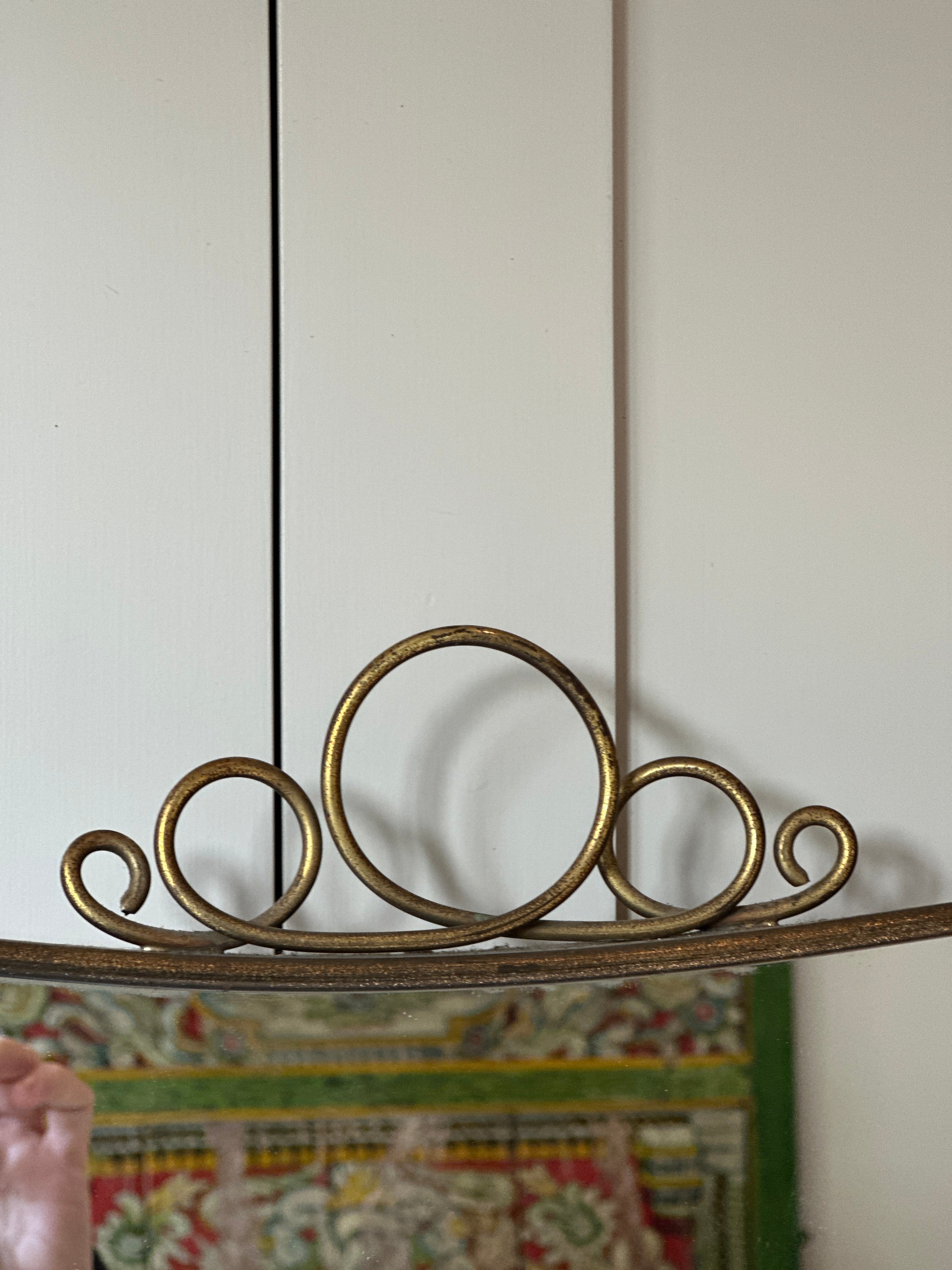 Small Italian Brass Shield Mirror with crest (65.5cm by 45cm)