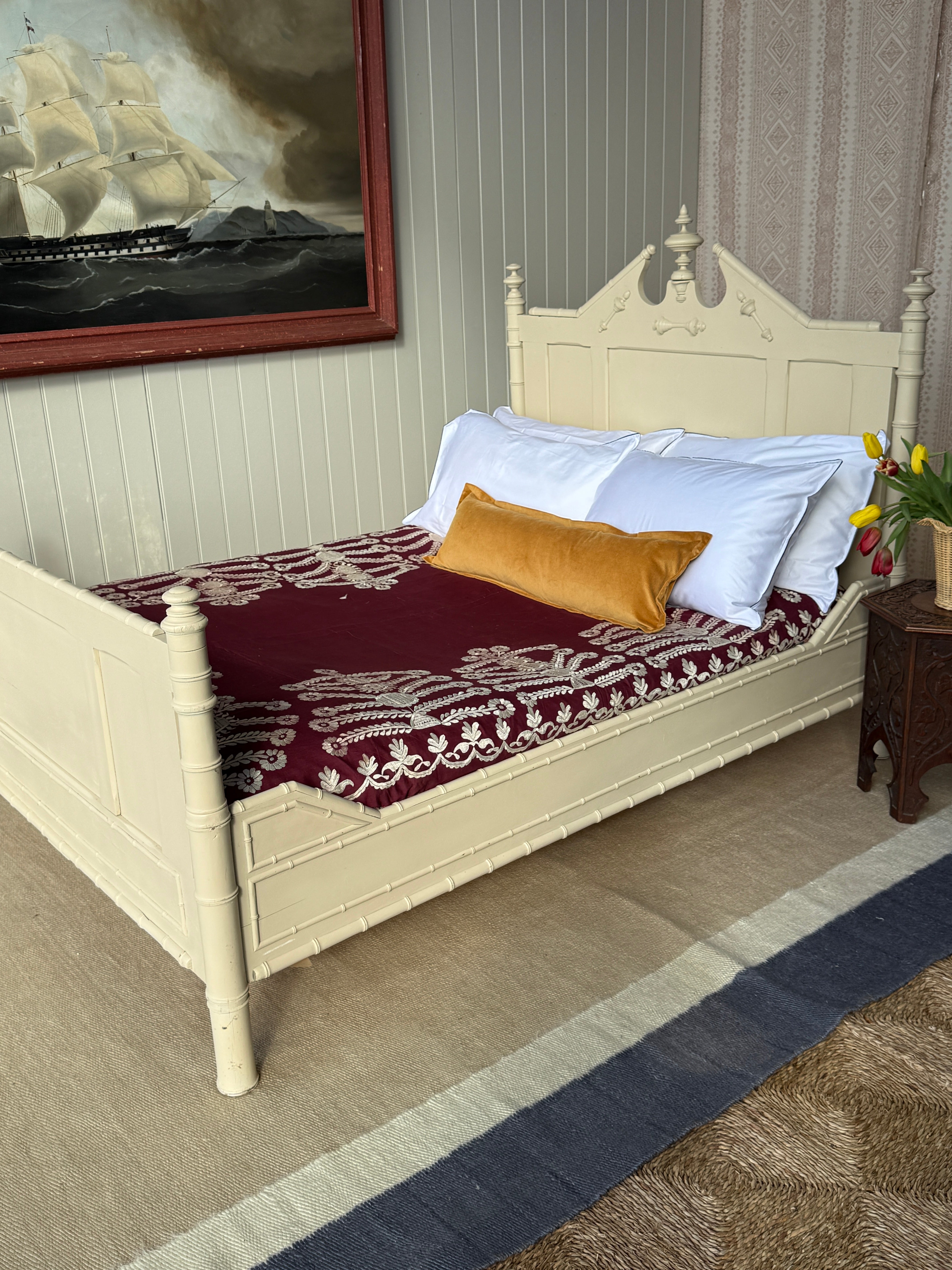 Faux Bamboo Painted Double Bed