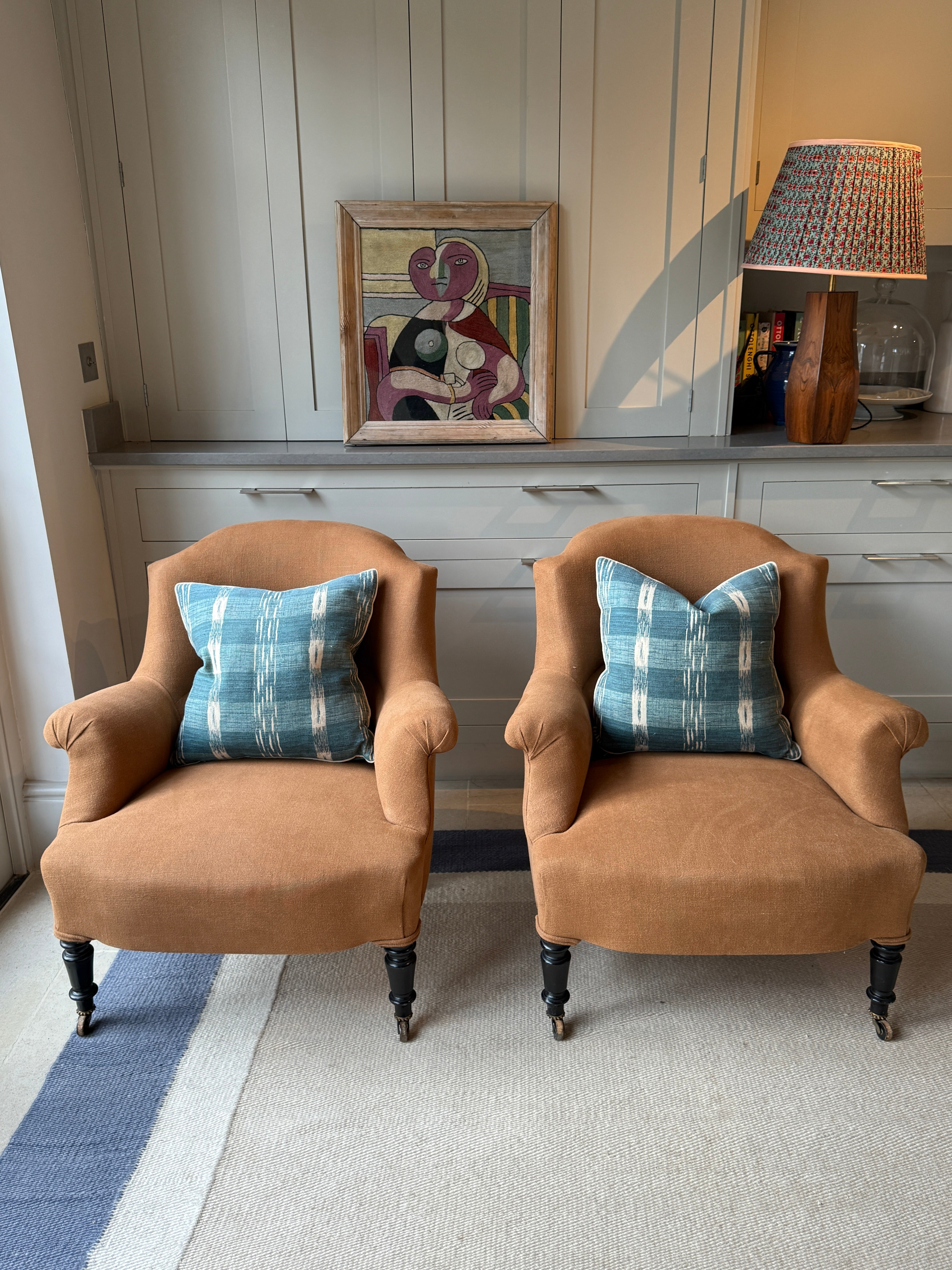 19th Century French Armchair in Rust Coloured Linen
