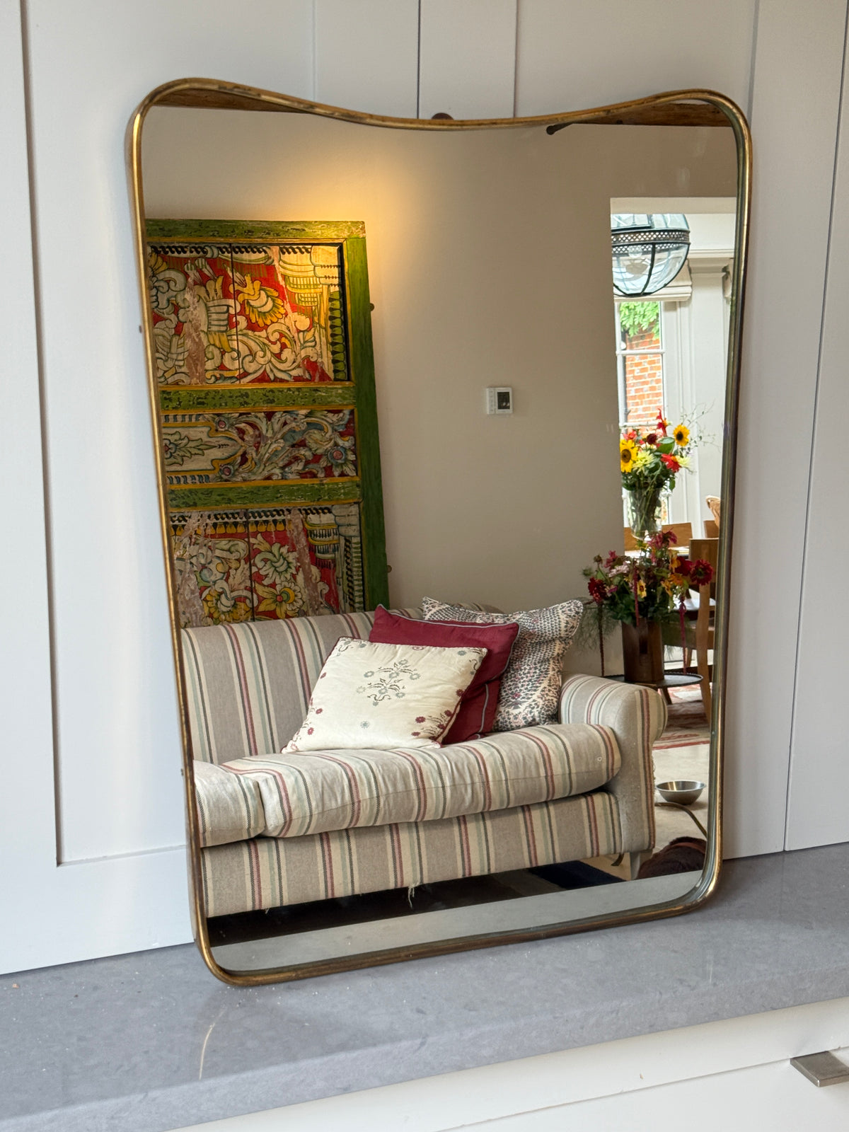 Small Italian Brass Shield Mirror 60x45cm