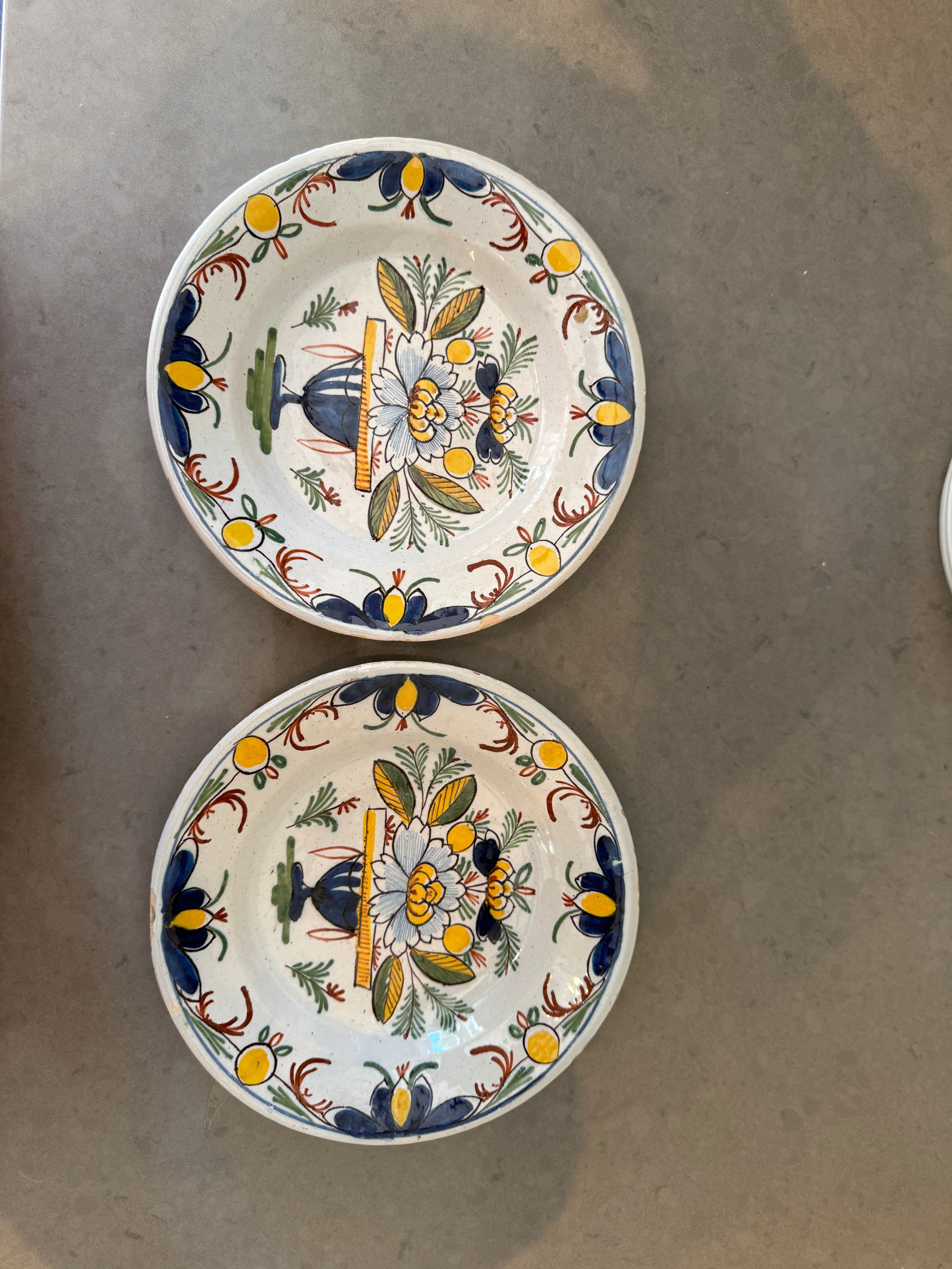 Pair of Polychrome Delft Plates Circa 1760-1780. Dutch