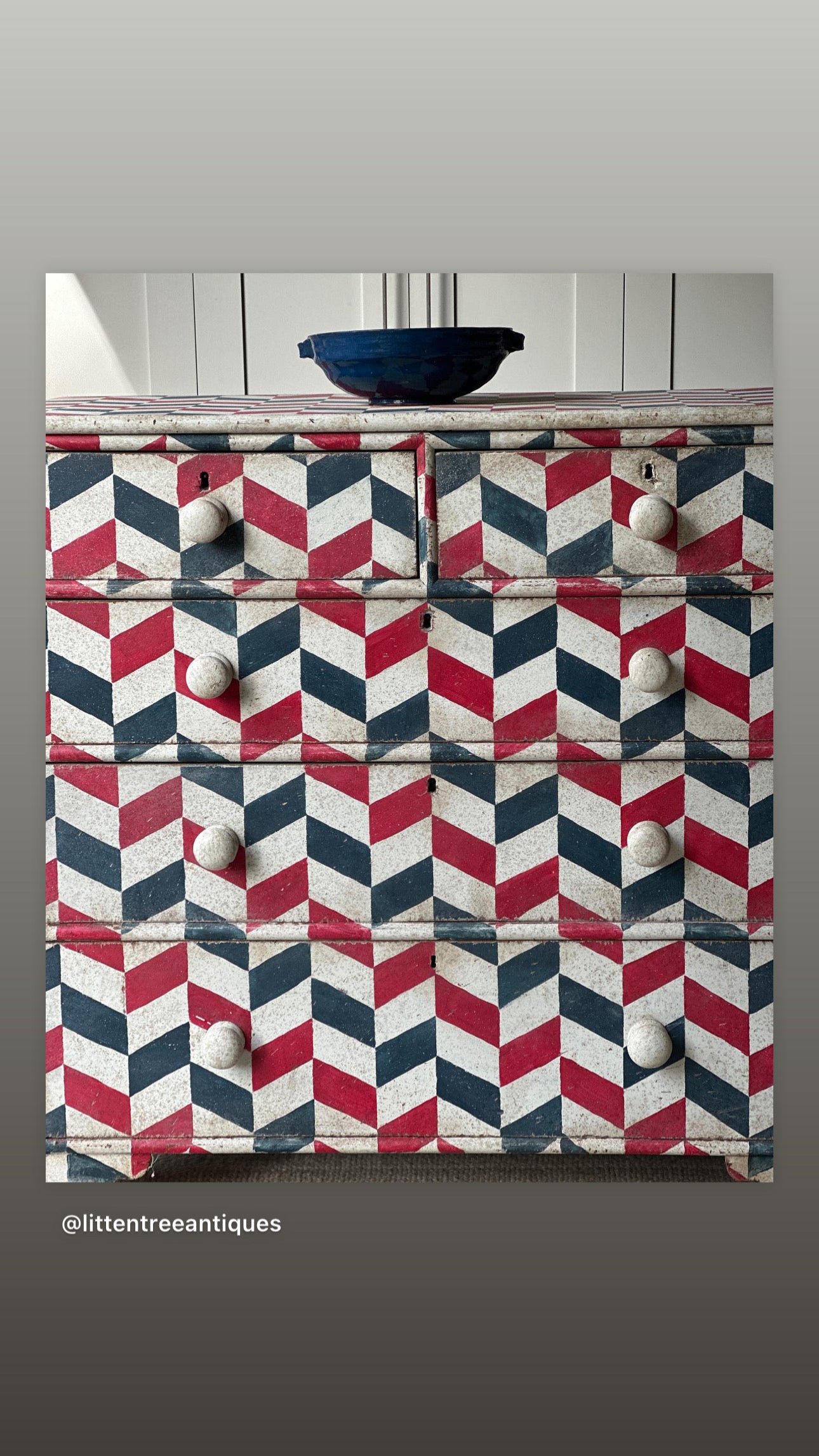 Old Chest of Drawers with Modern Chevron Pain Finish