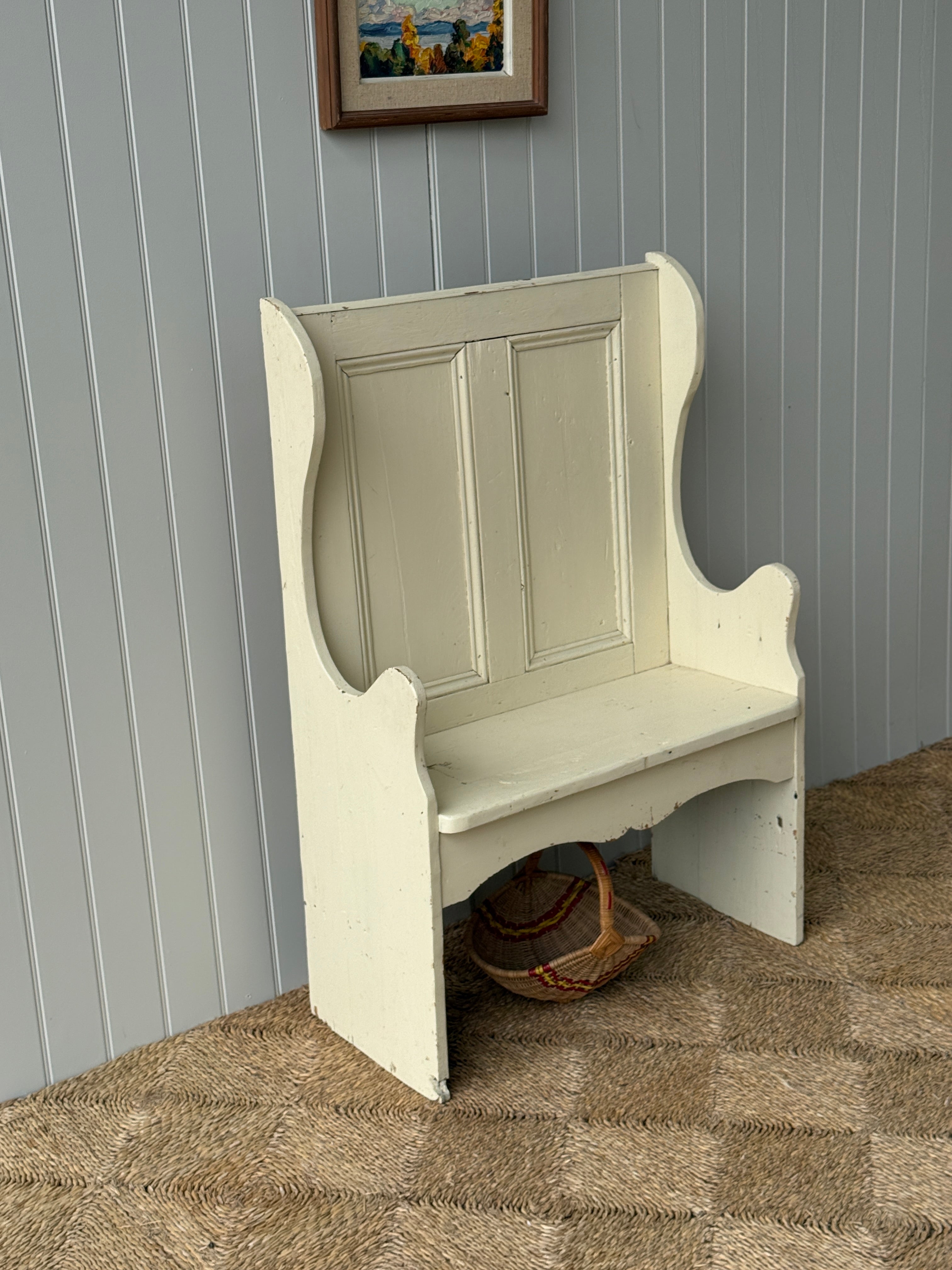 Small Antique Painted Pine Settle