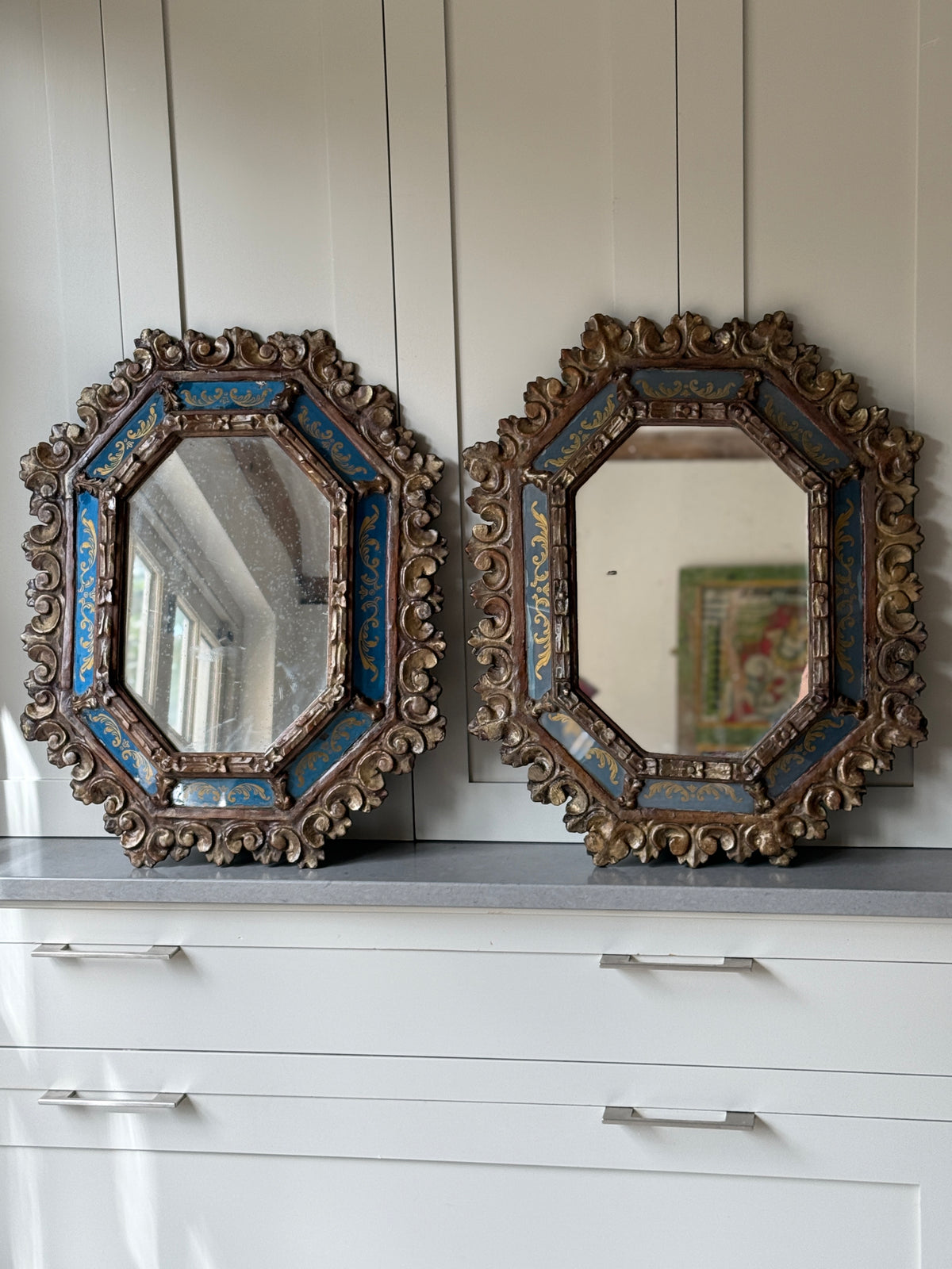 Matched Pair of Octagonal Italianate Mirrors