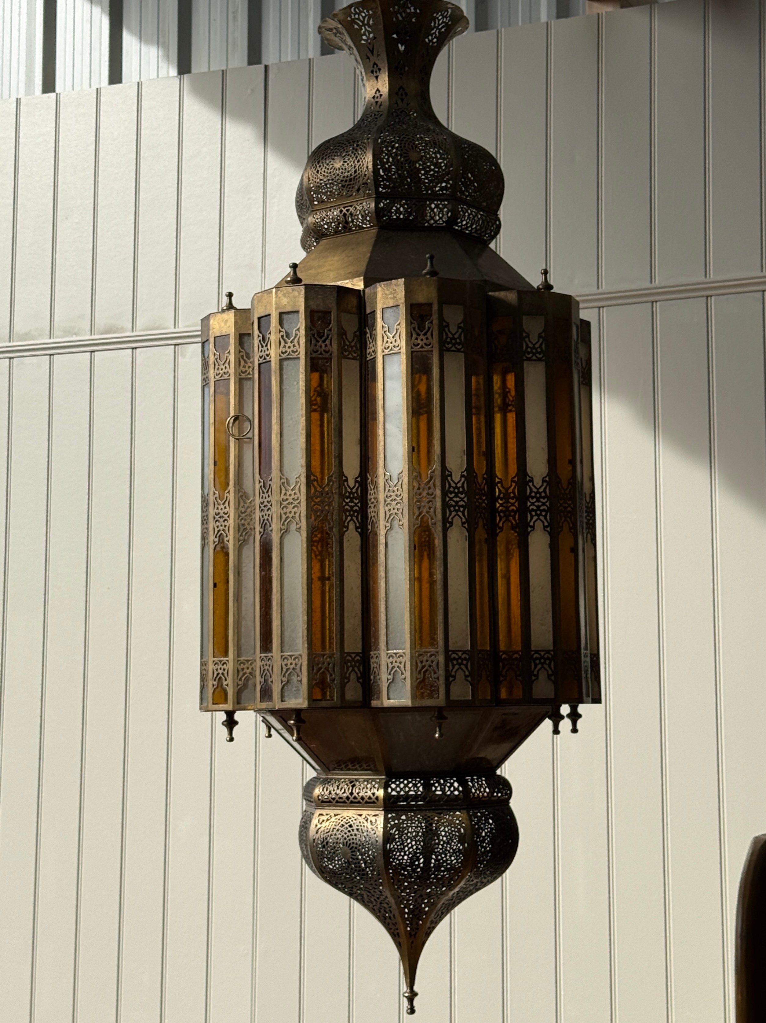 Majestic Pair of Moroccan Brass Lanterns