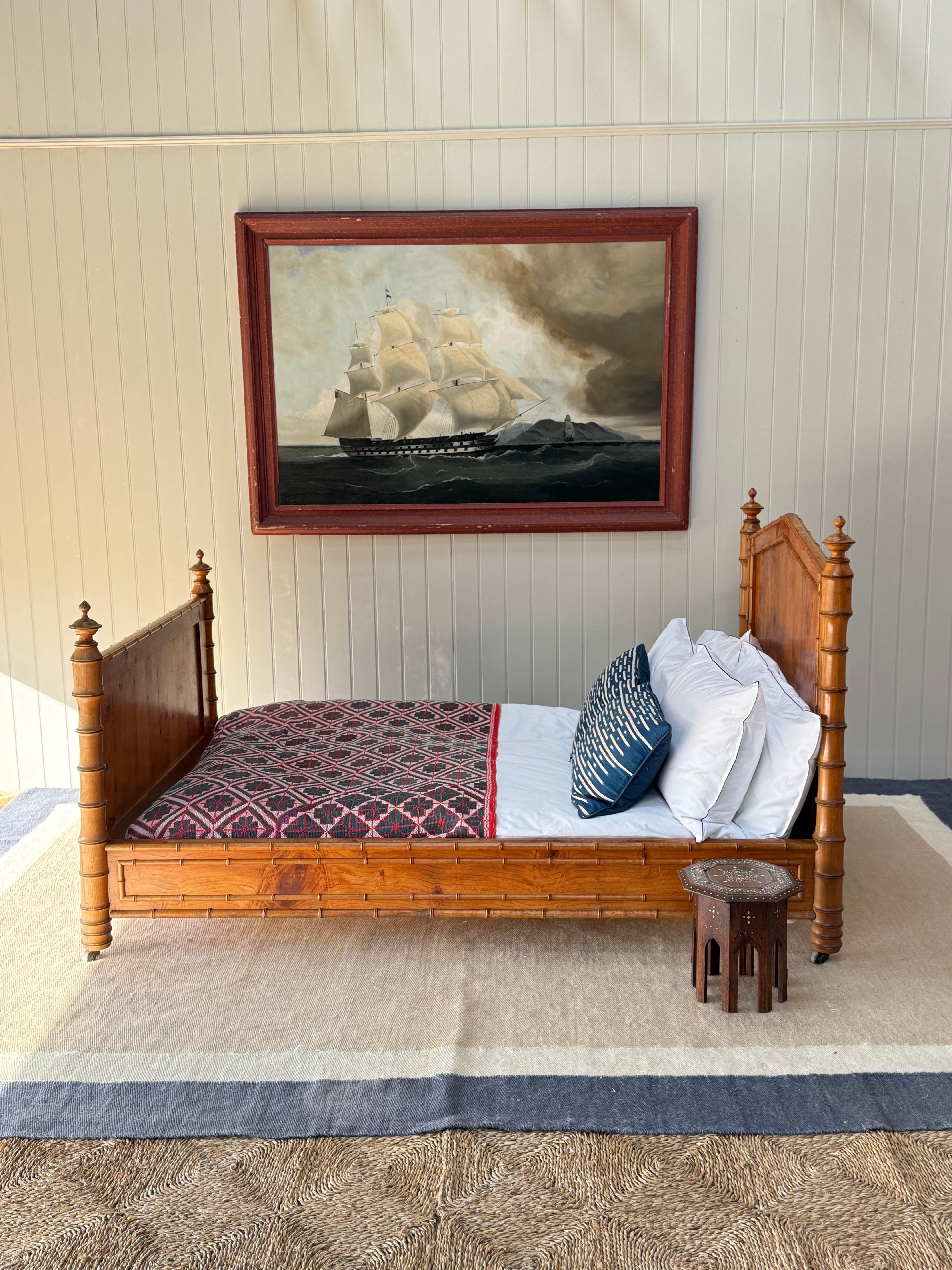 Large Single/ Small Double Faux Bamboo Bed