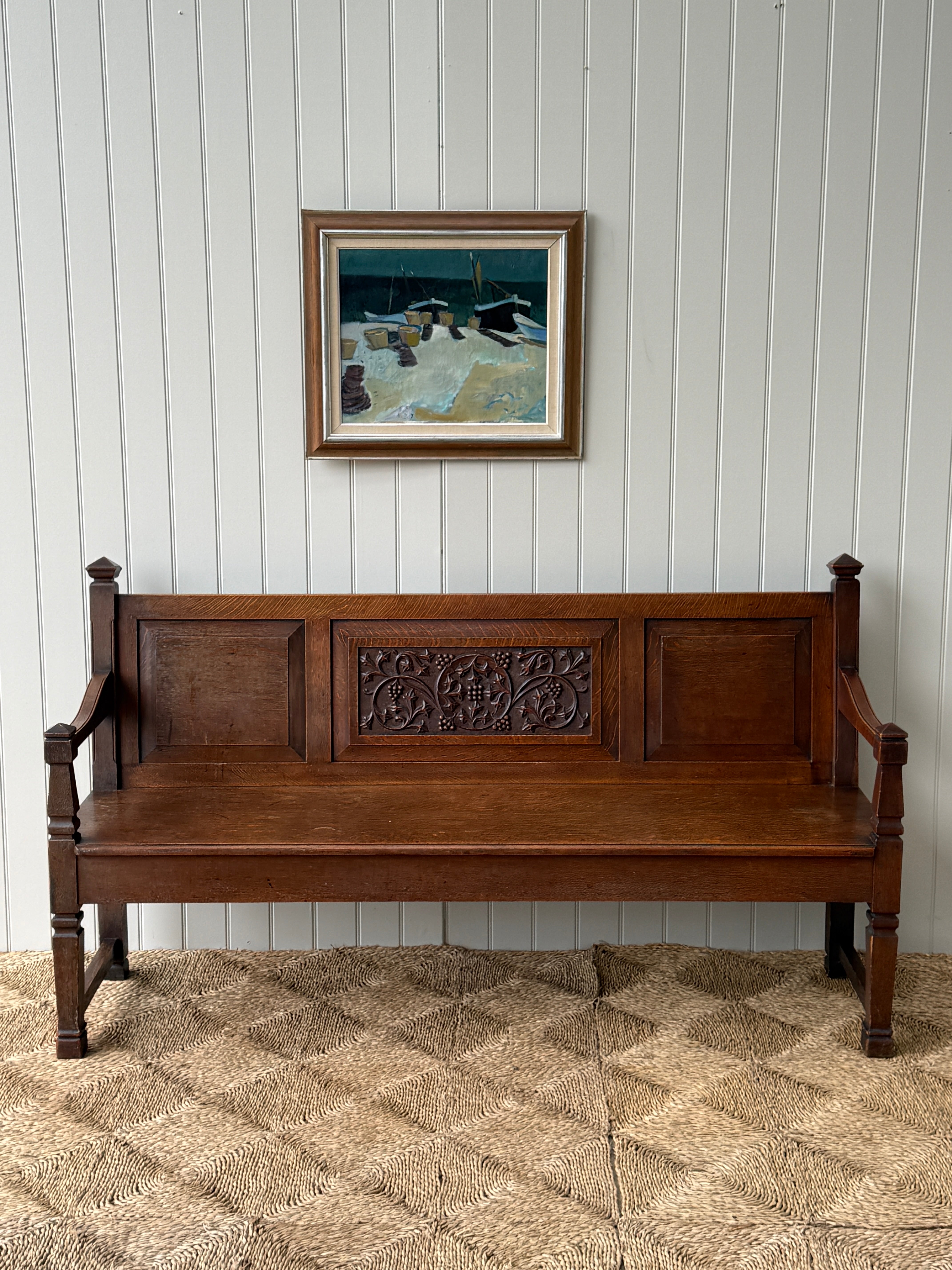 Early 20th Century Oak Hall Bench