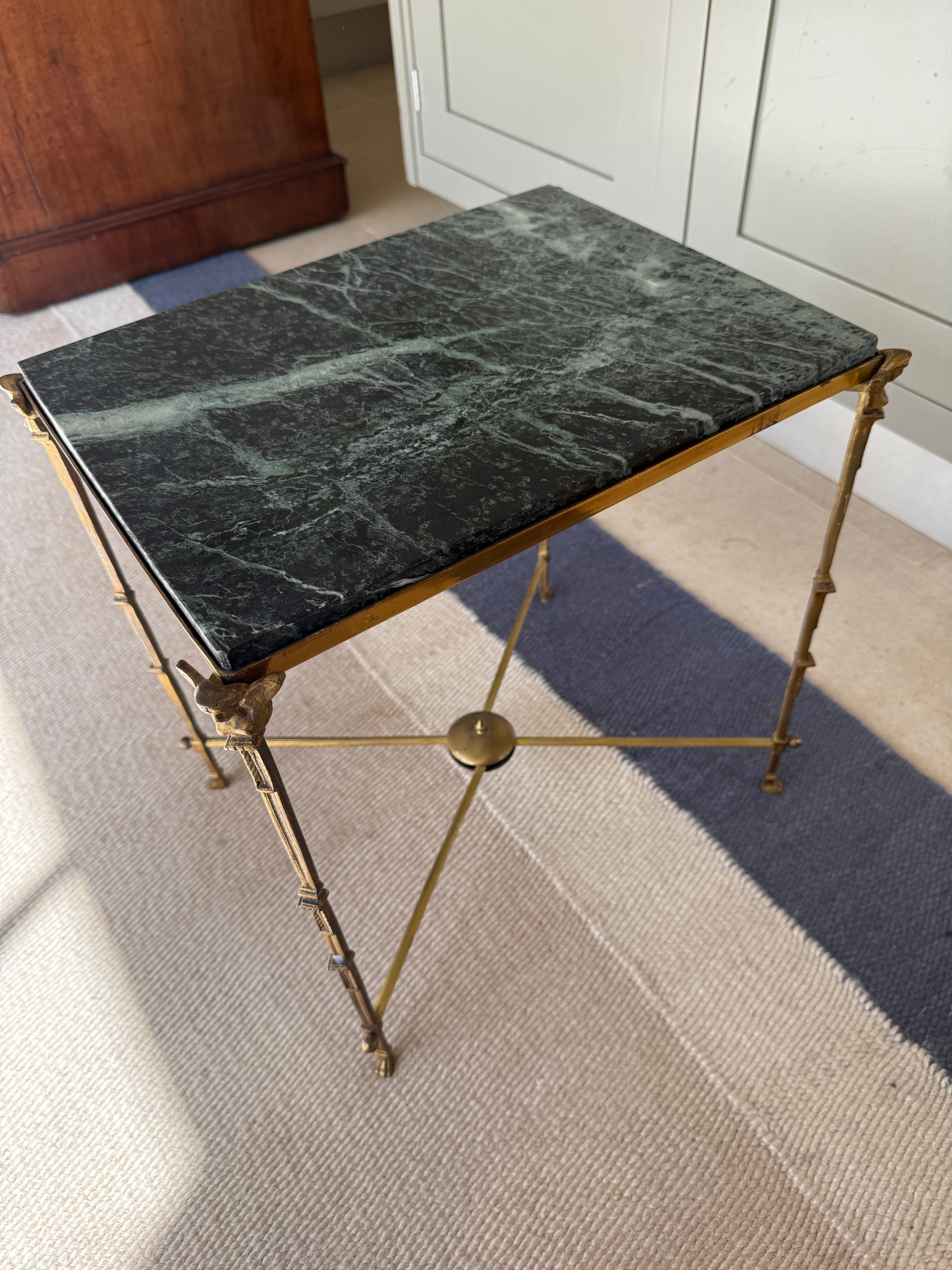 Green Marble and Brass End Table