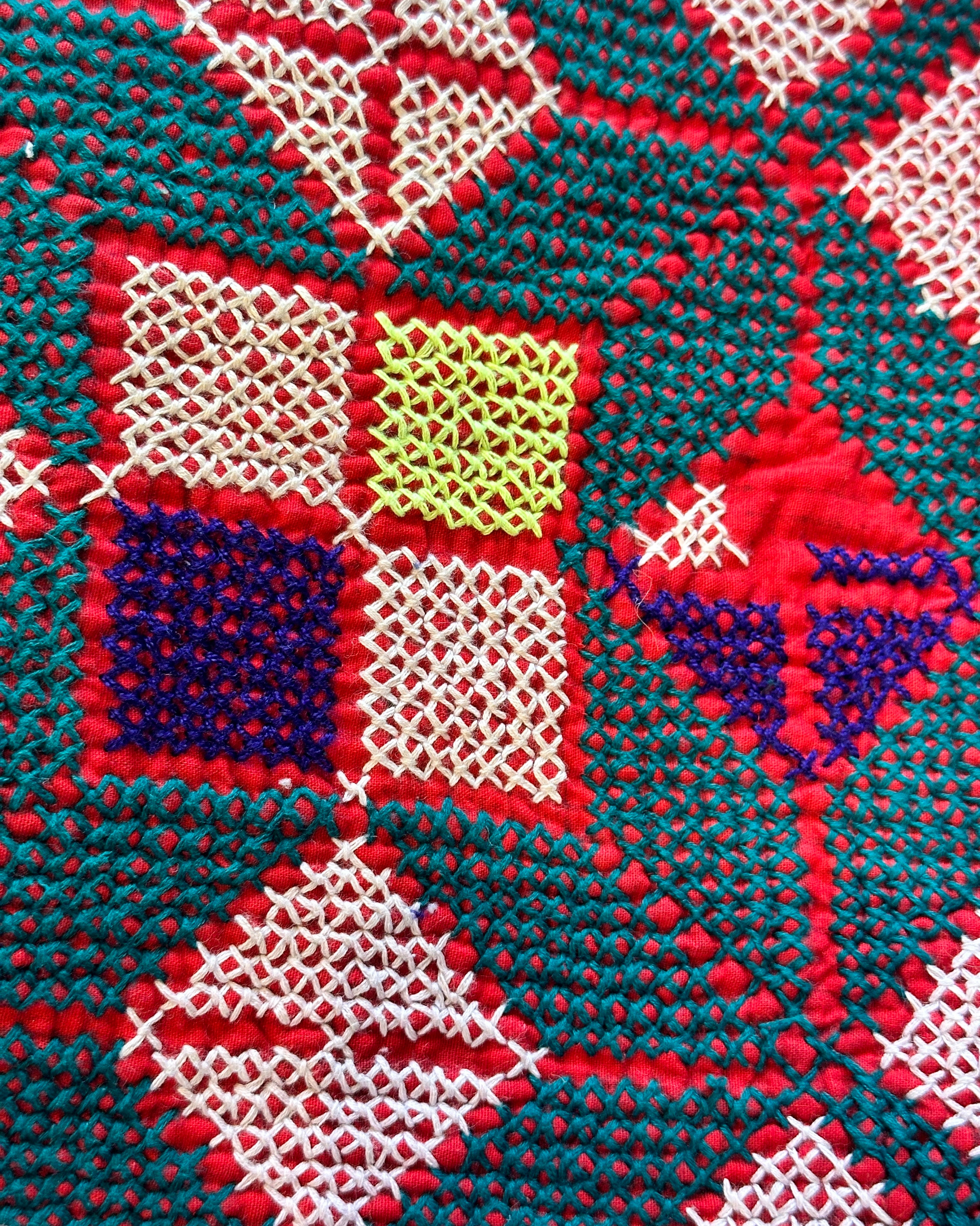 Sindhi Rald Bangladesh Blankets (Blue and red with white diamonds)