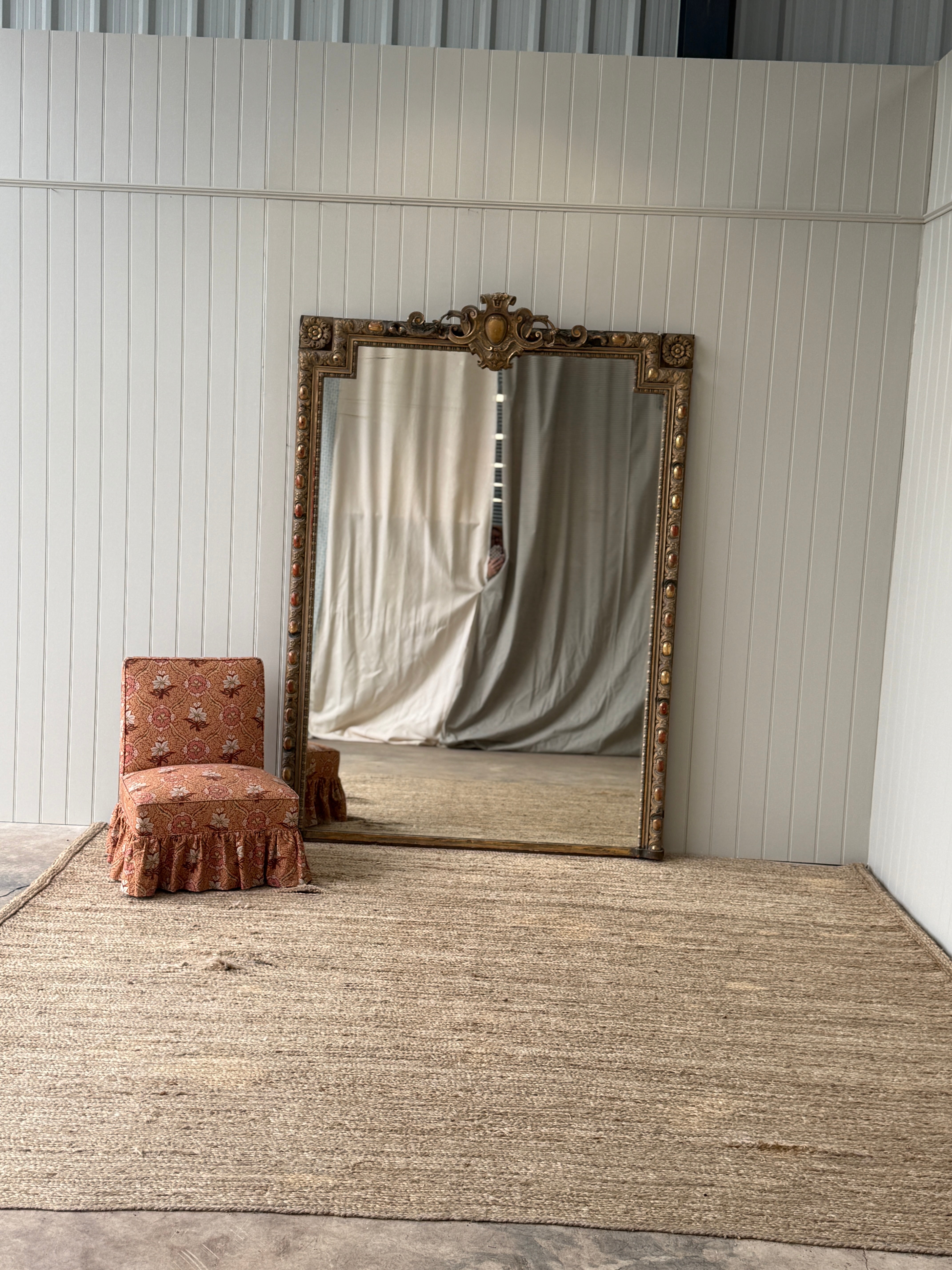 Huge French Gilt Mirror - Faded Grande Dame