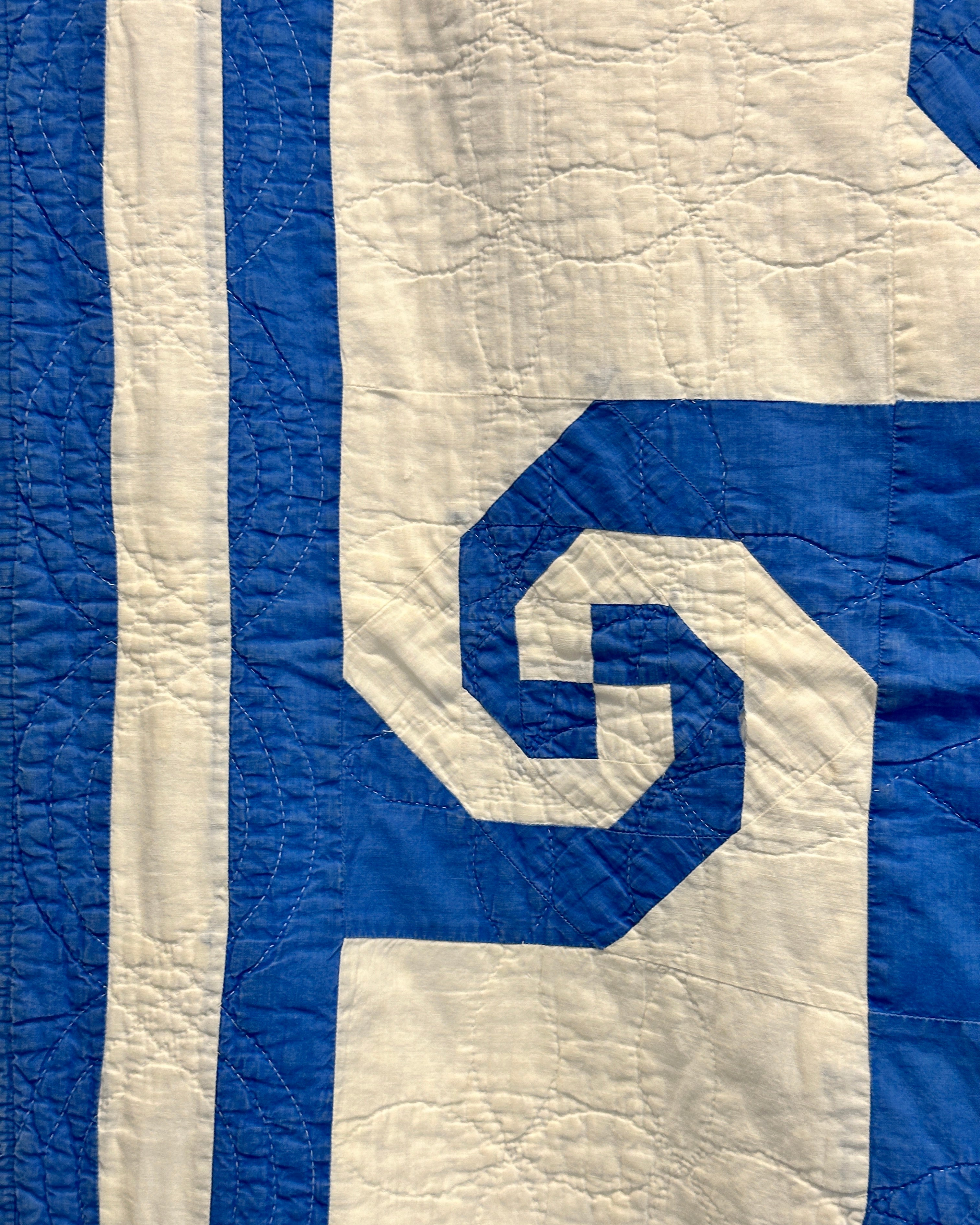 Beautiful Antique American Quilt 1890's - Cobalt Blue & White