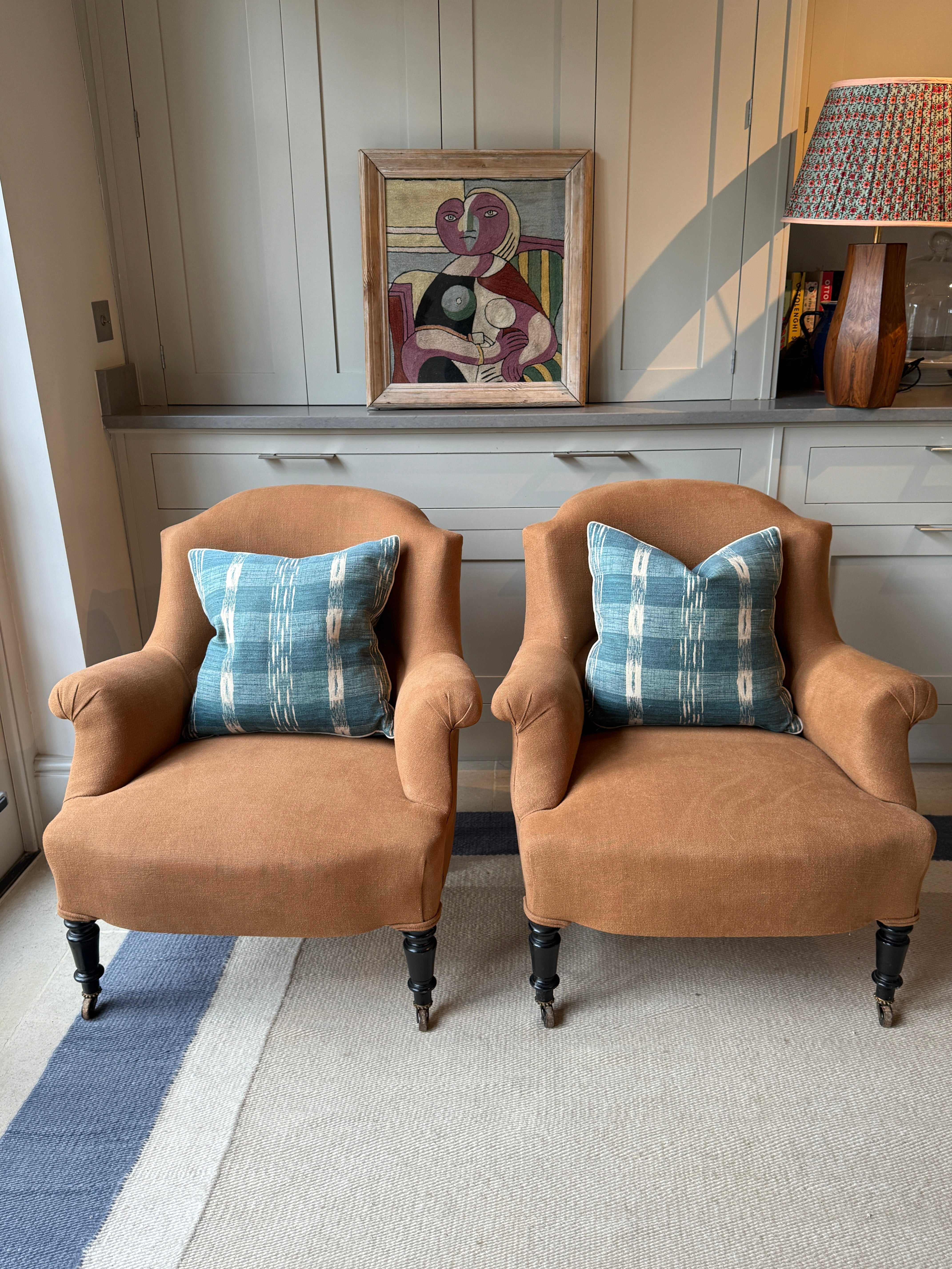 19th Century French Armchair in Rust Coloured Linen