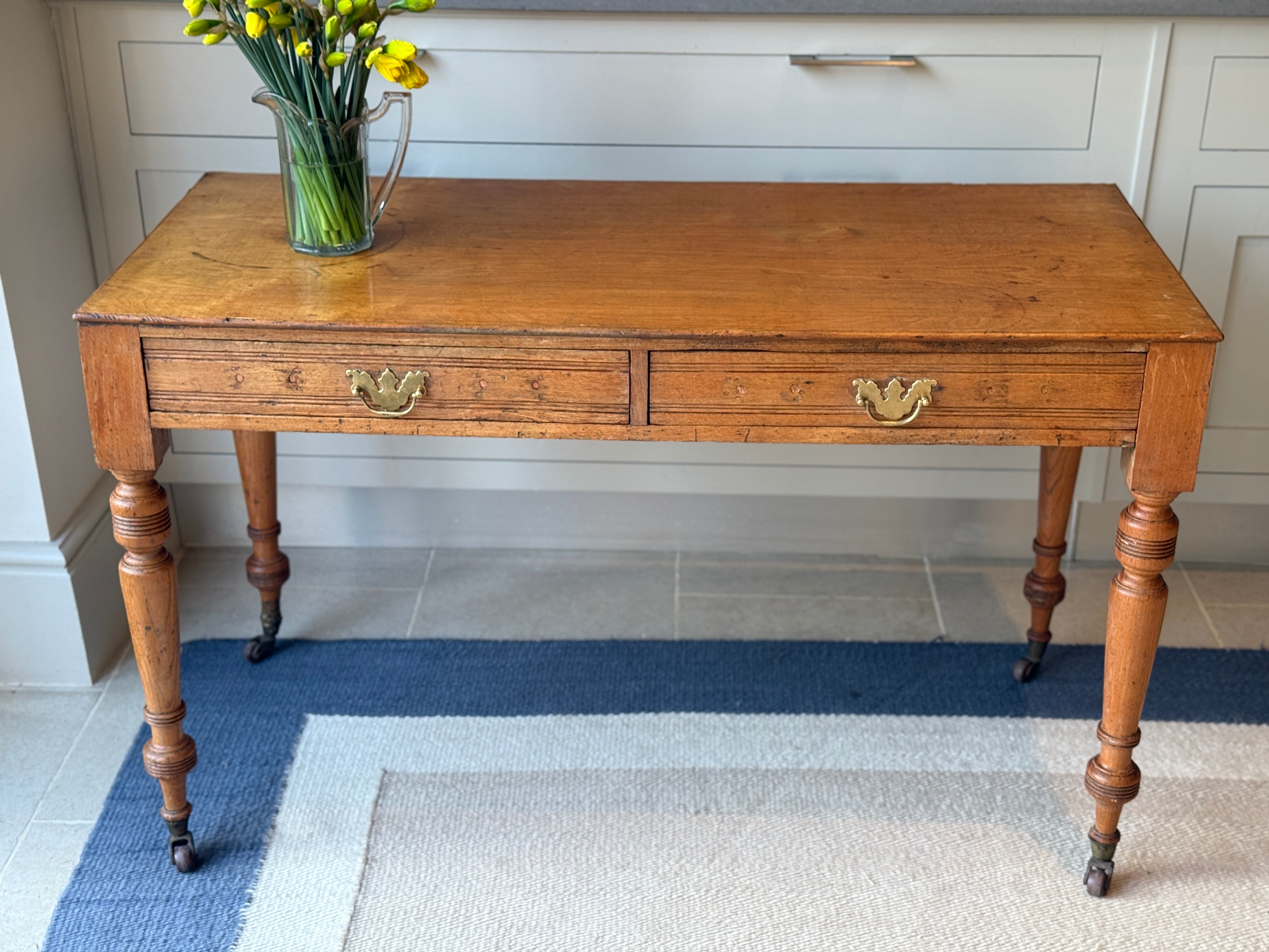 Antique Pine Desk on Castors