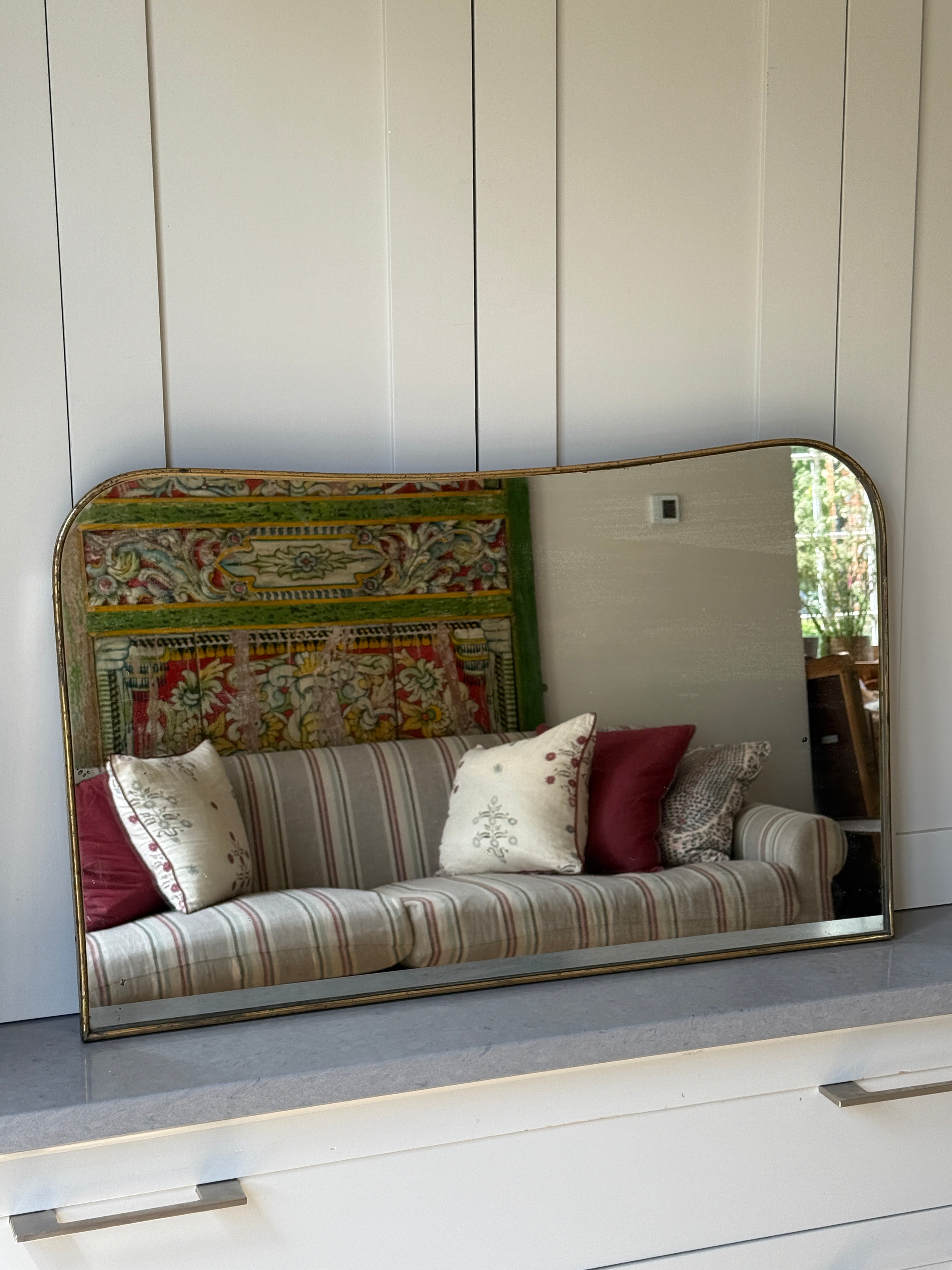 Small Italian Brass Mantel Mirror(45 x 73cm)