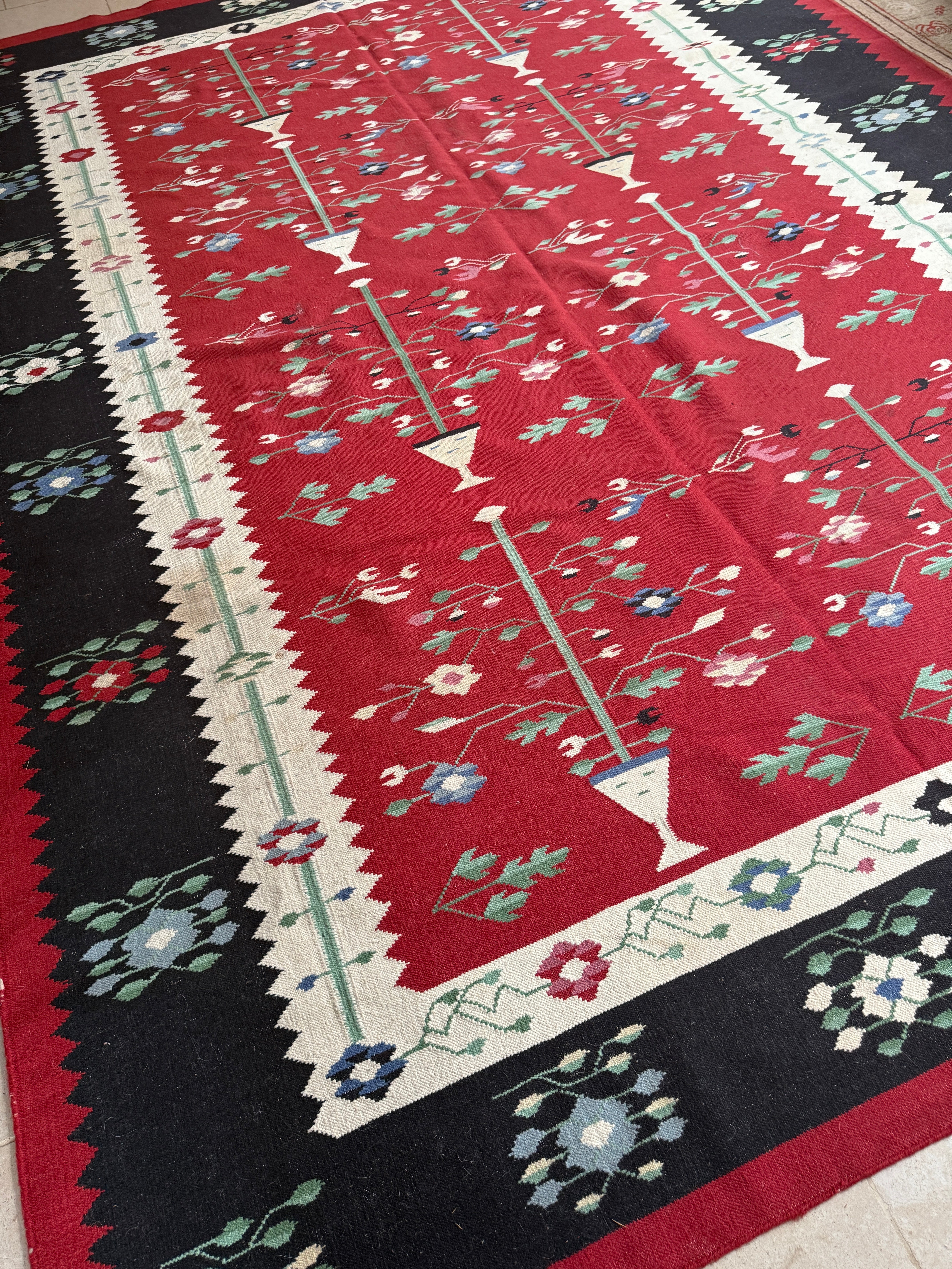 Large Vintage Balkan Sharkoy Kilim circa 1960