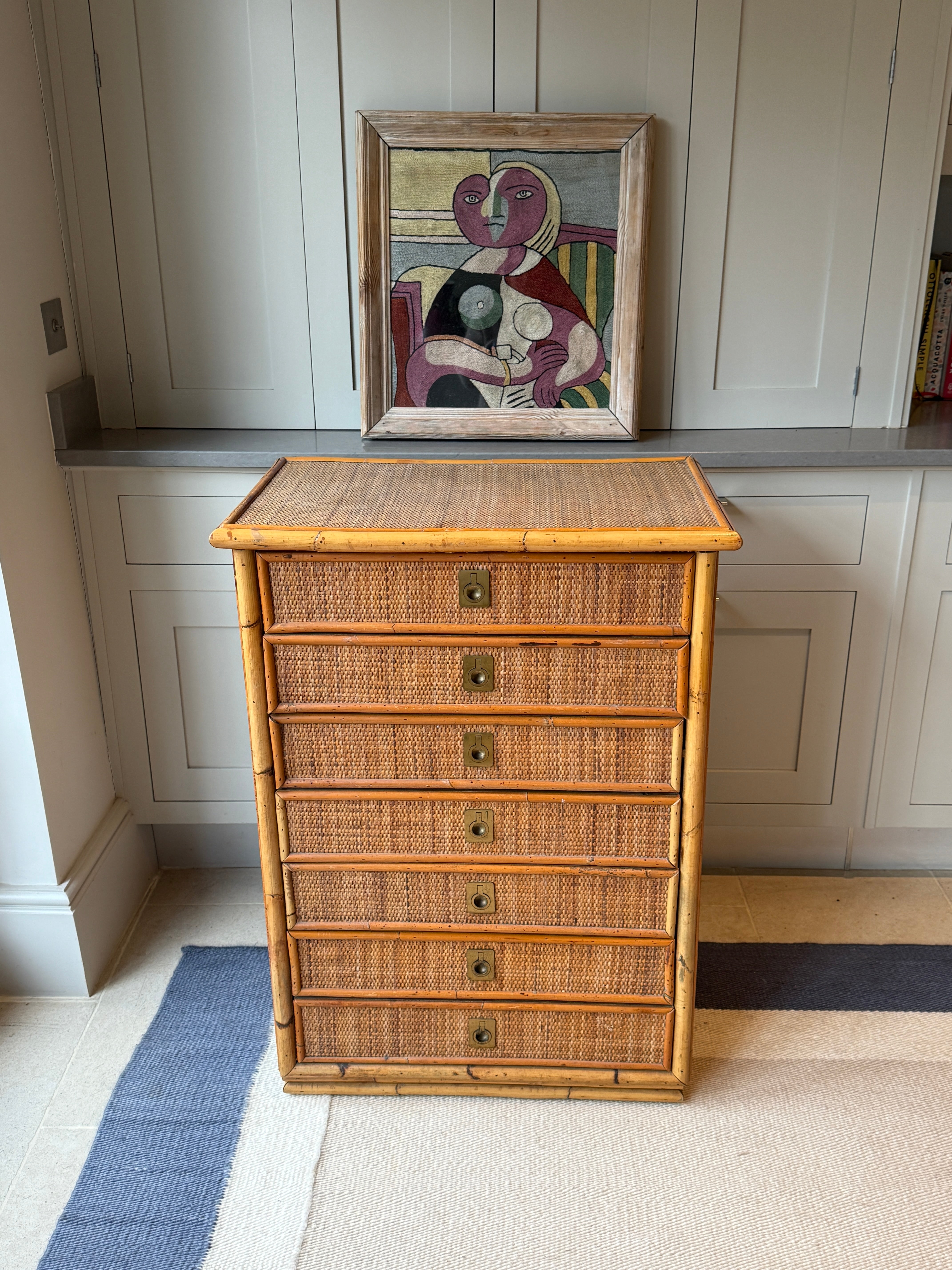 1960s Italian Dal Vera Rattan Chest of Drawers