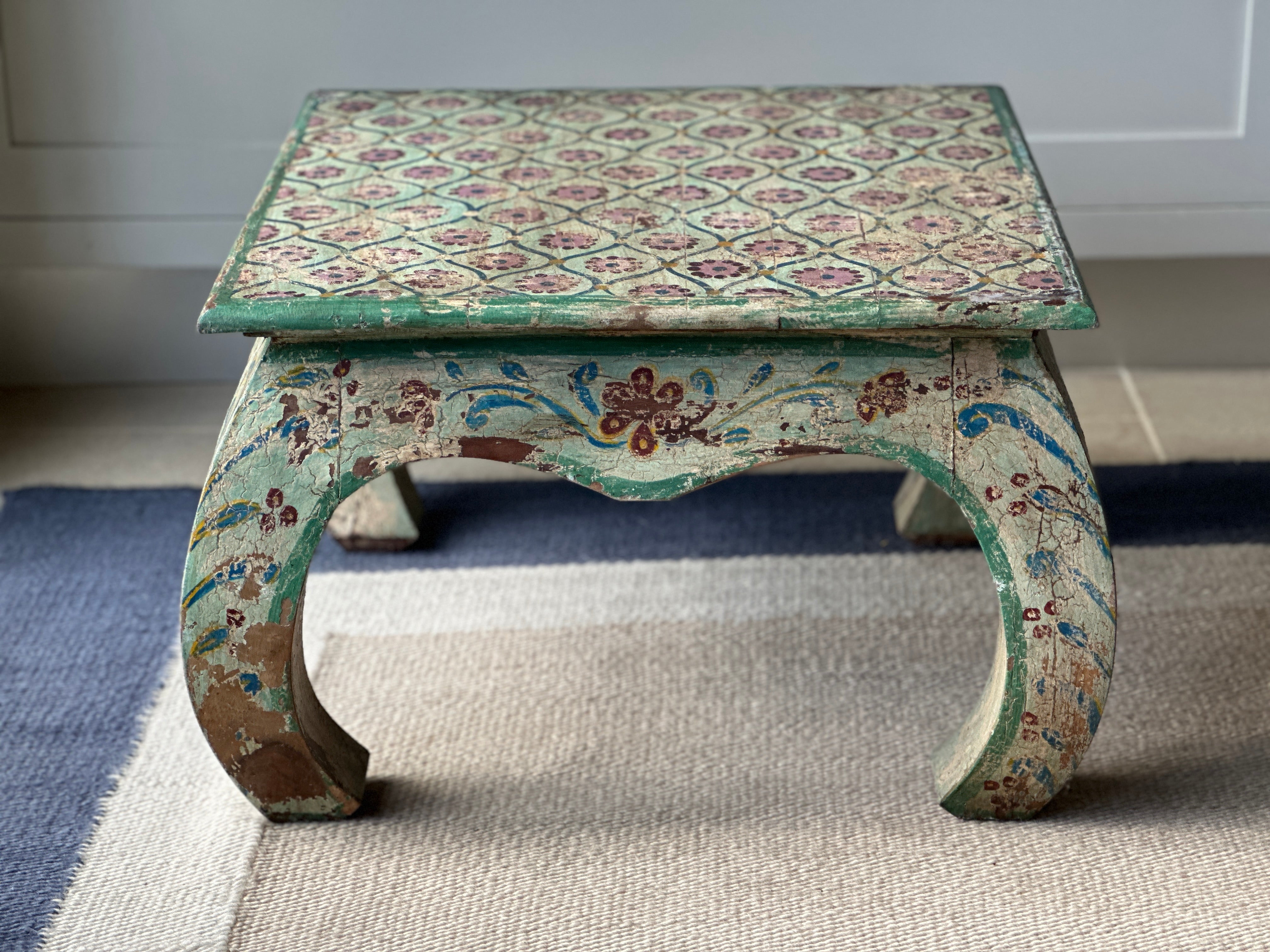 Charming vintage painted Indian hardwood table