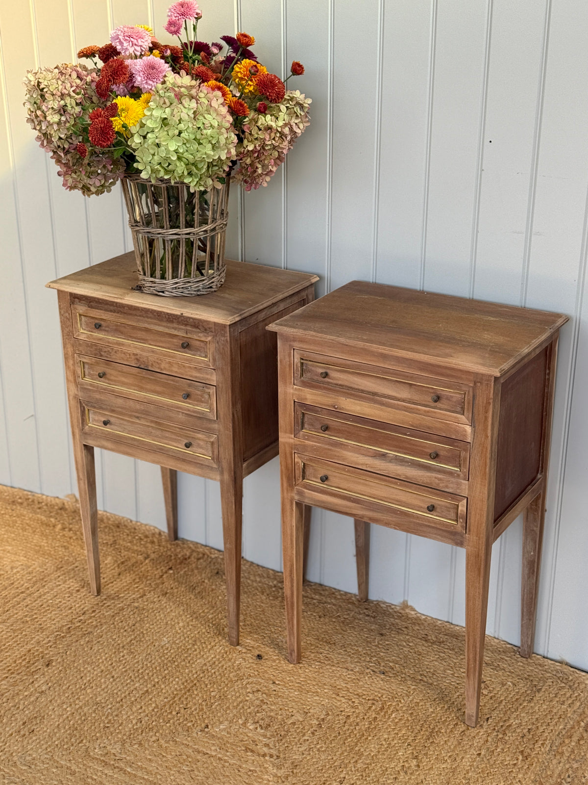Pair of French Bedsides with 3 Drawers