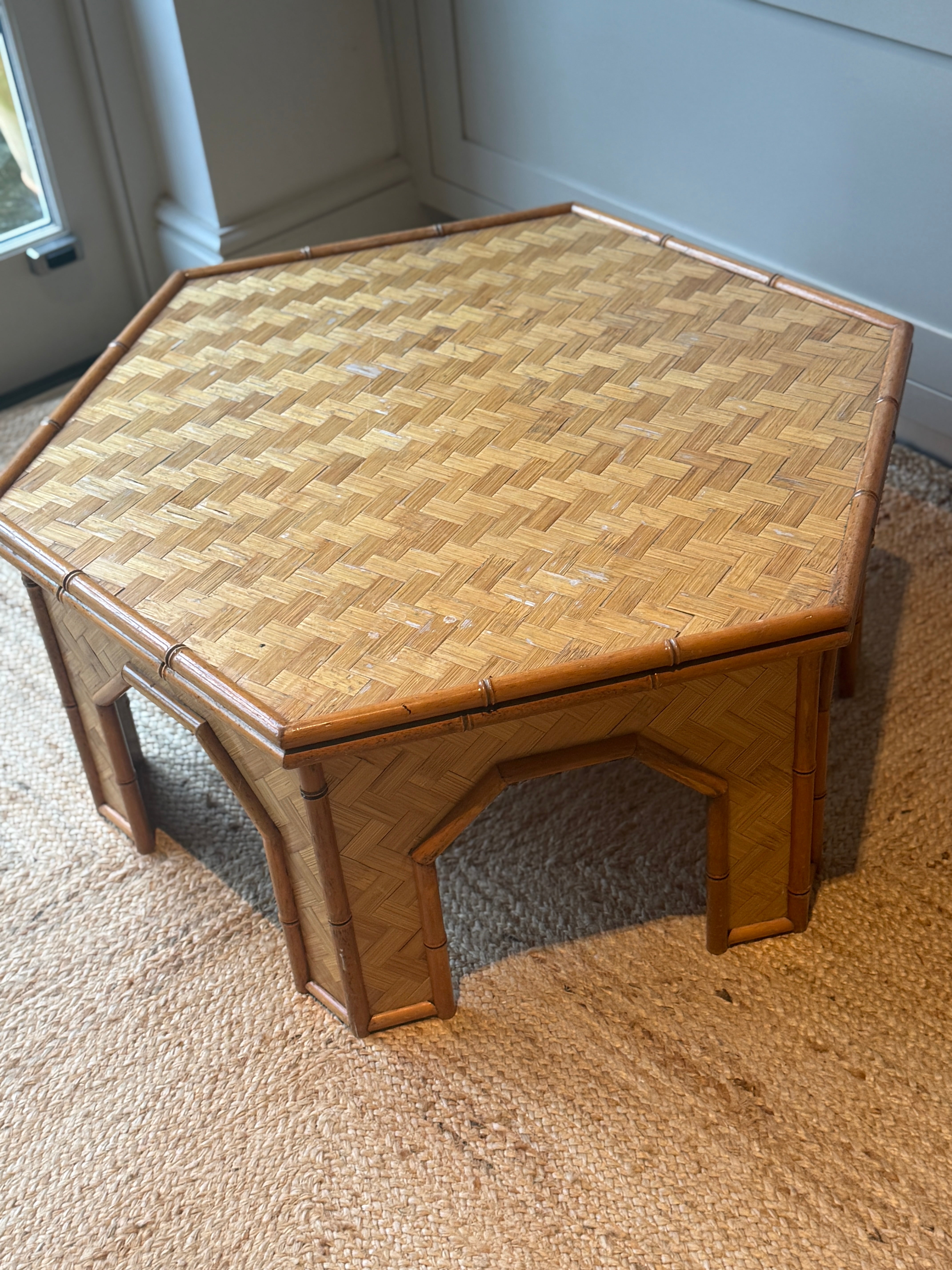 Mid Century Hexagonal Cane Coffee Table