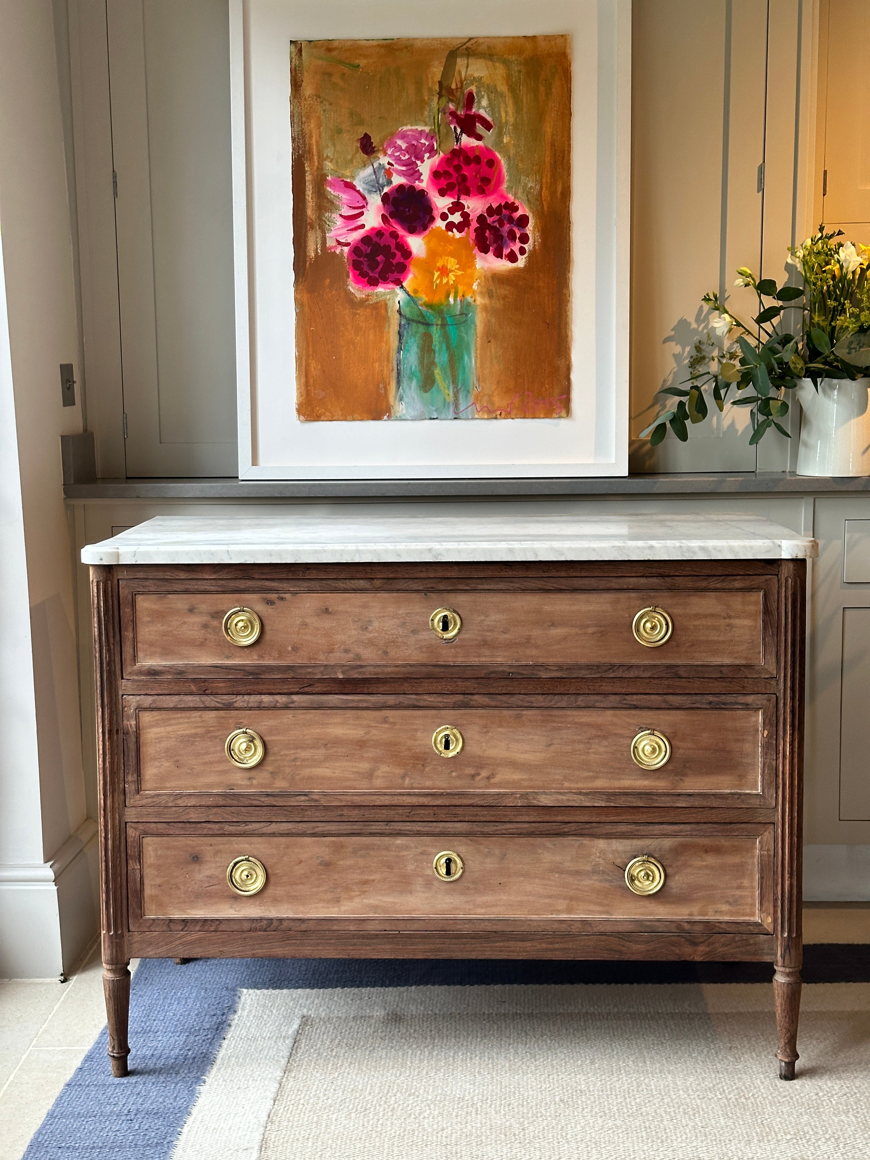 18th Empire Commode with white marble top