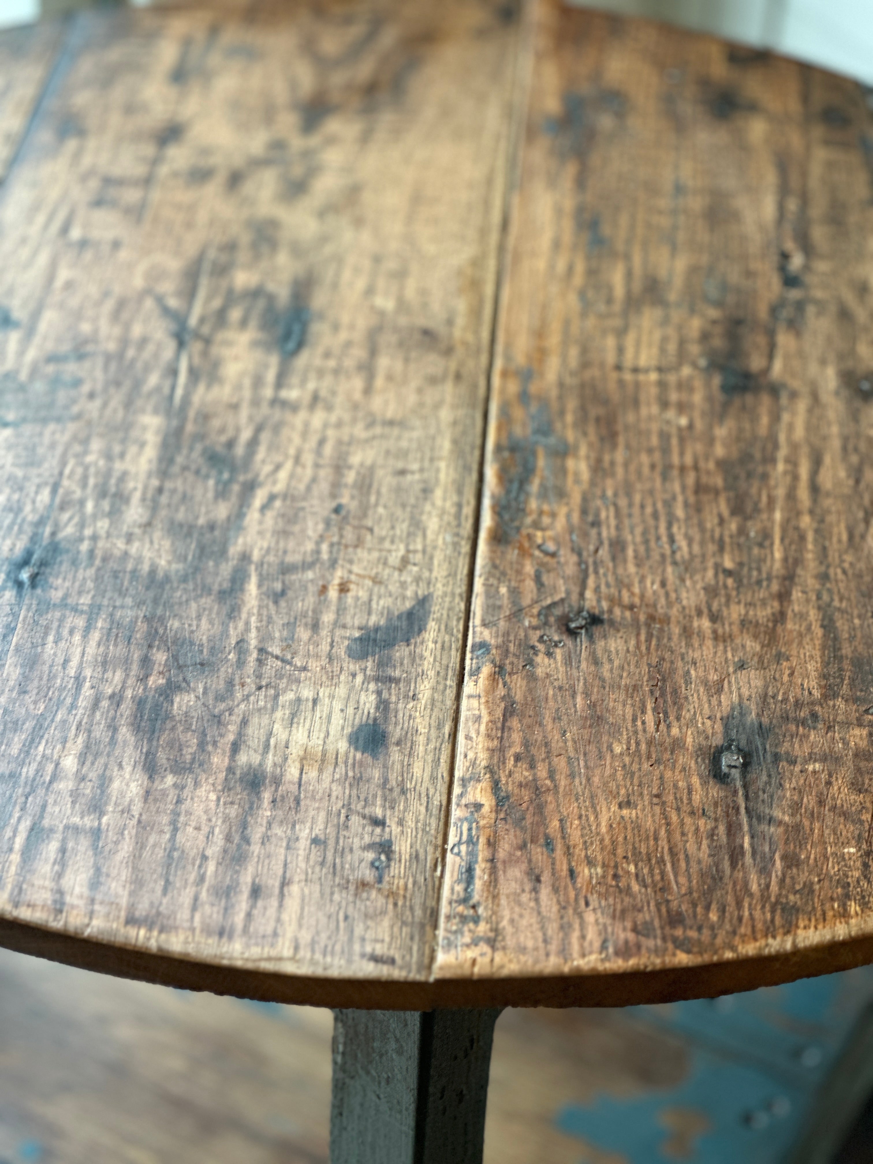 Charming Large Welsh Cricket Table with Navy Base