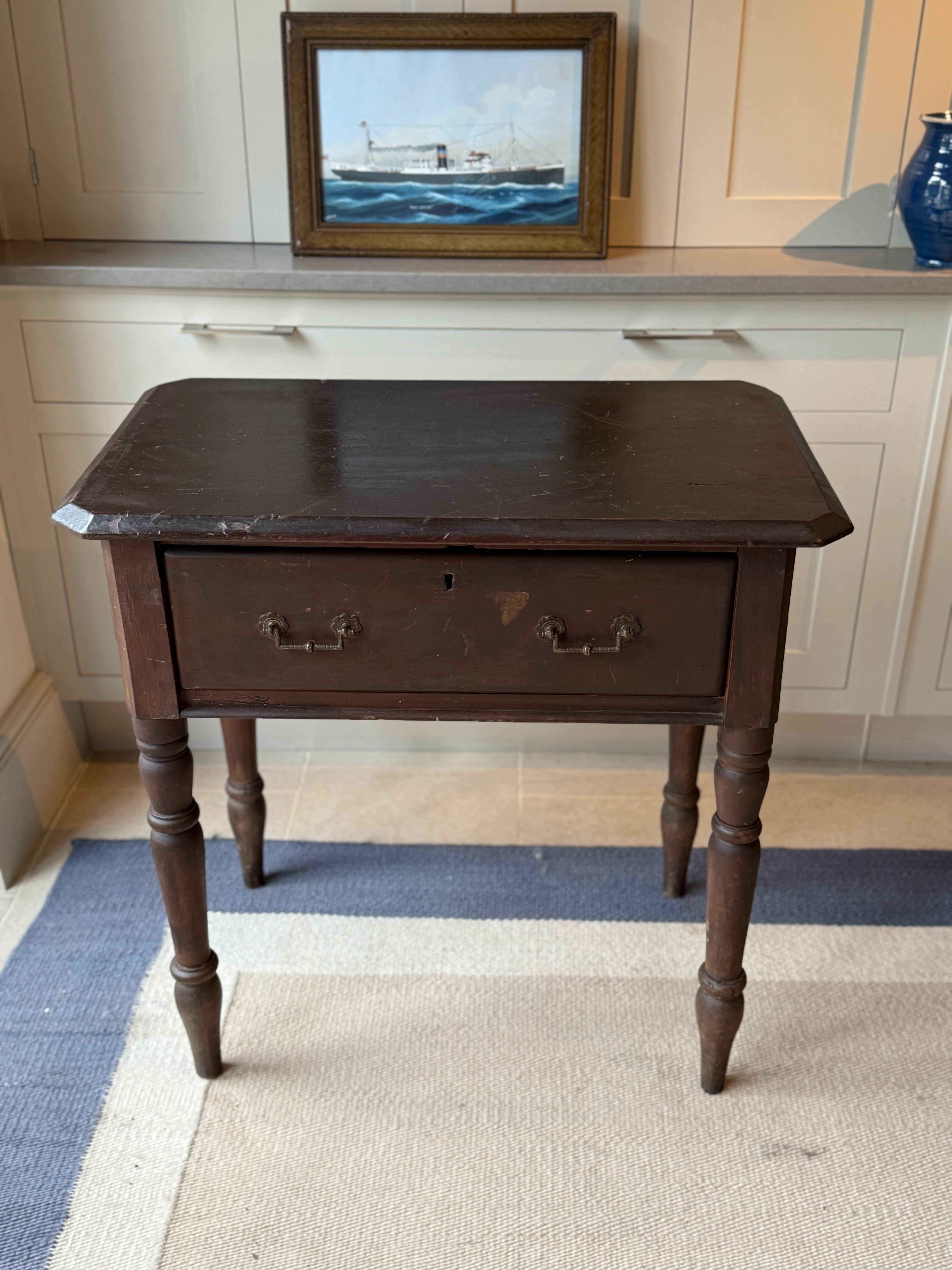 Ebonised Side Table with Large Drawer