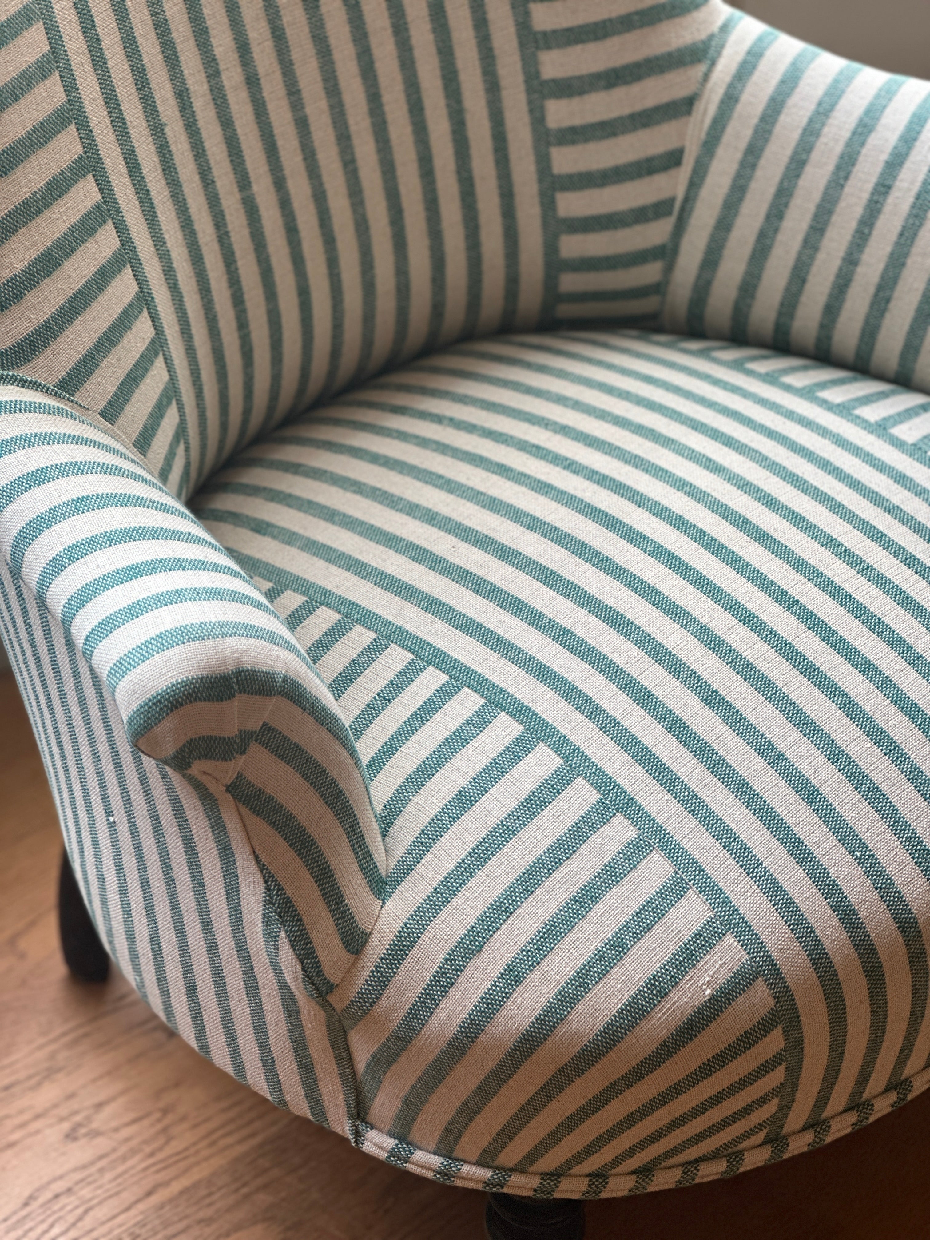 French Chair in GG Olive Sacking Peacock