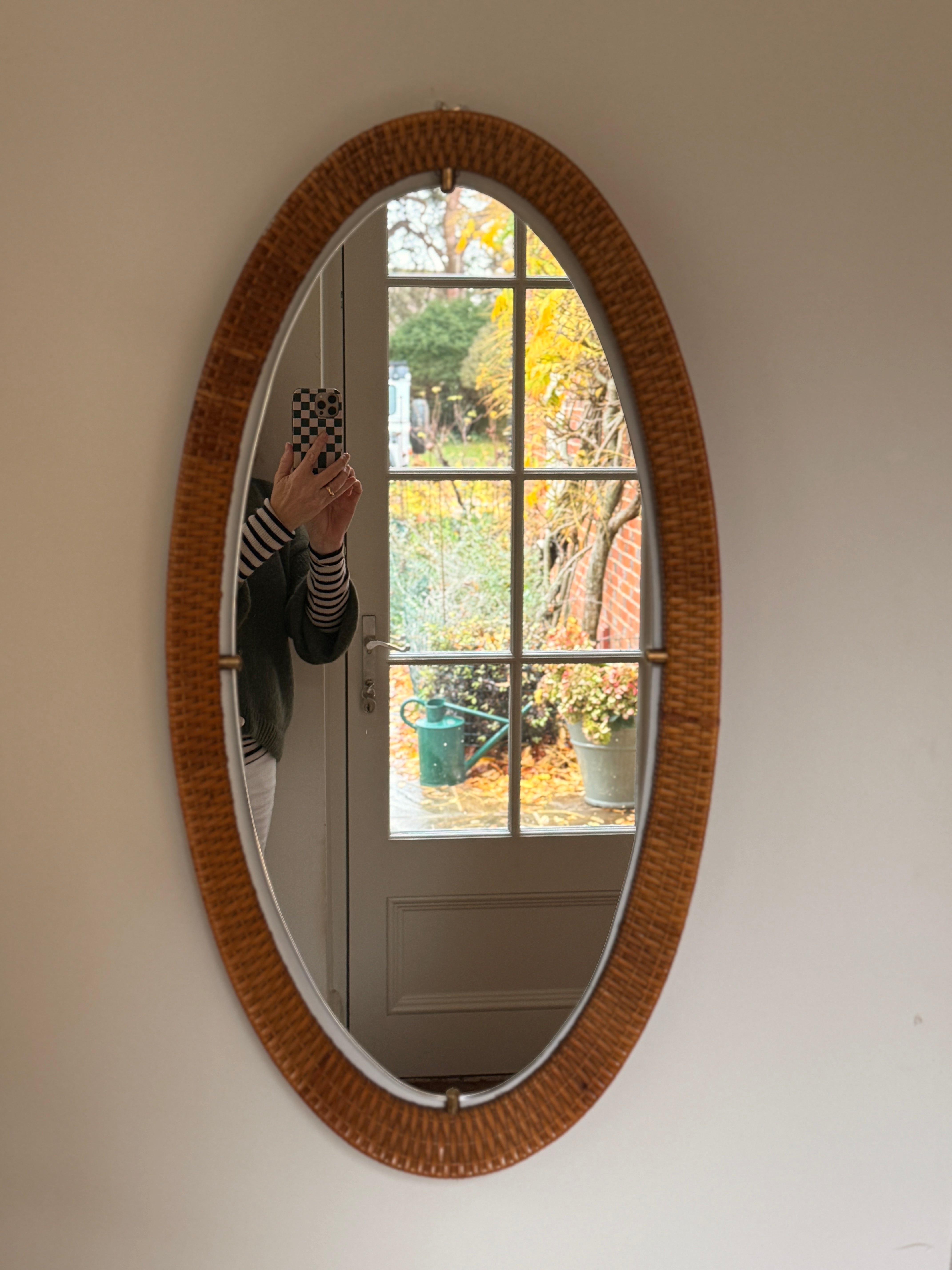 Large Italian Cane Mirror by Cantu Roma
