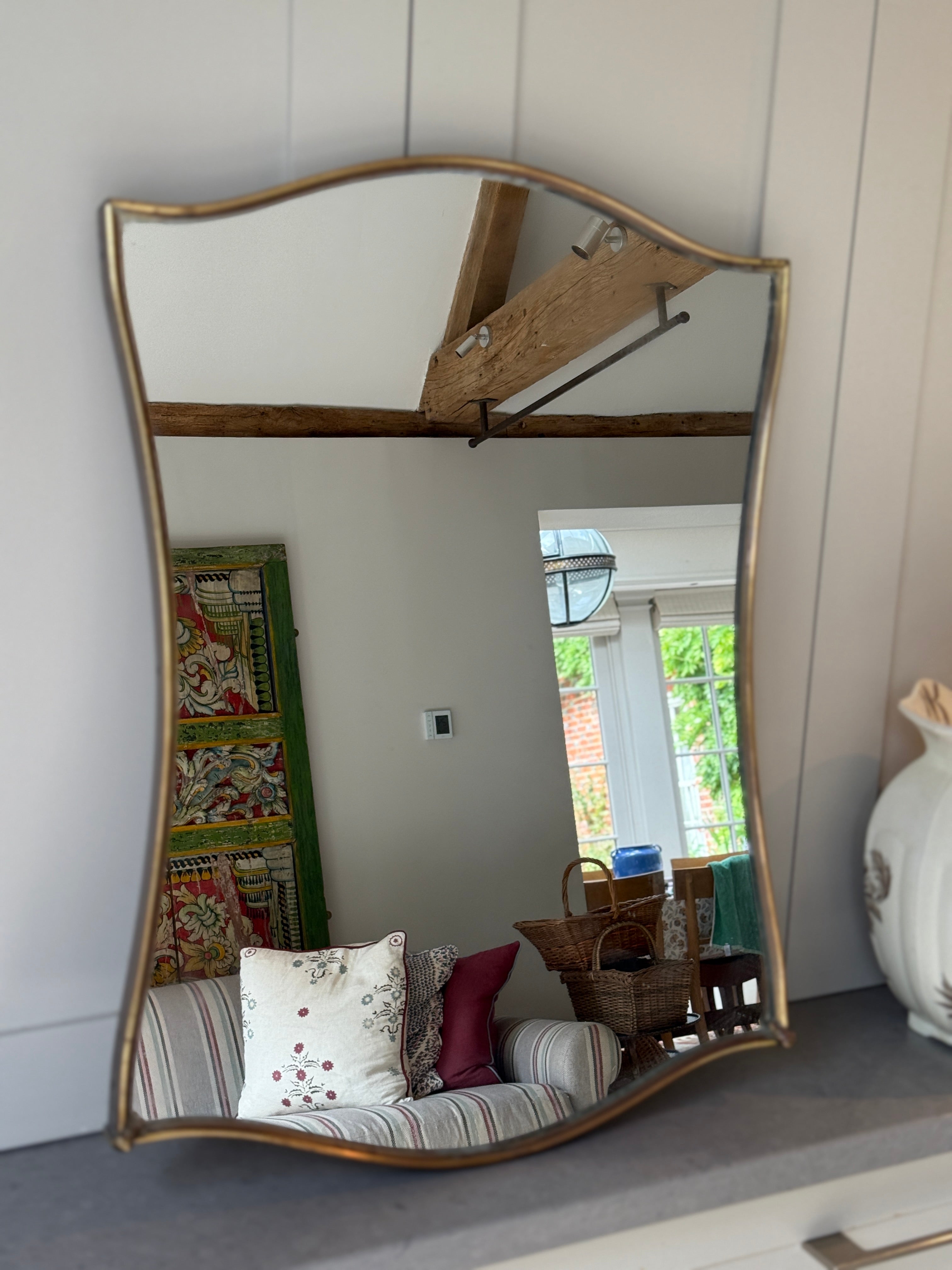 Charming Italian Brass Shield Mirror -1950s