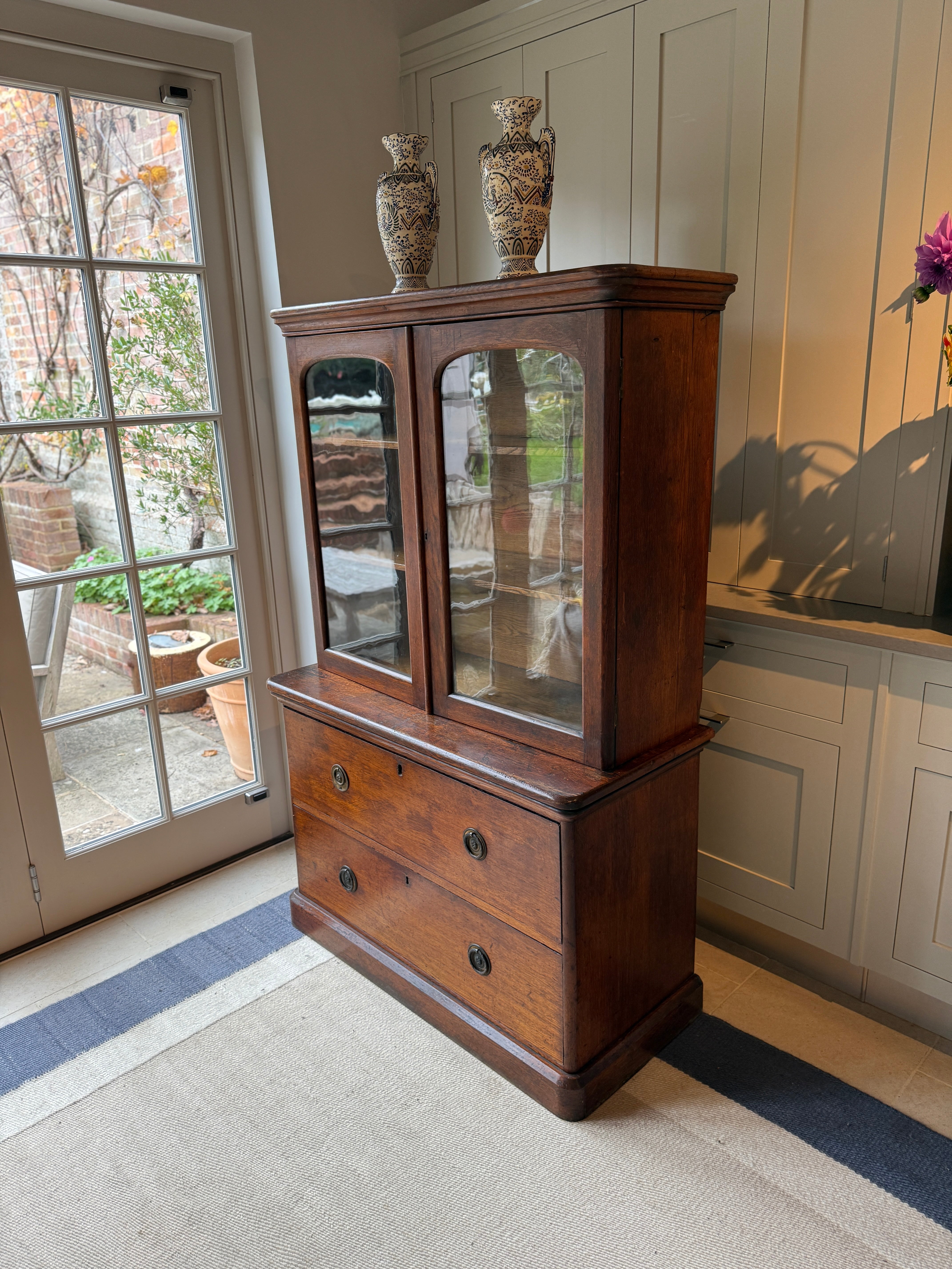 Late 19th Century Oak Dresser with Glazed cabinet