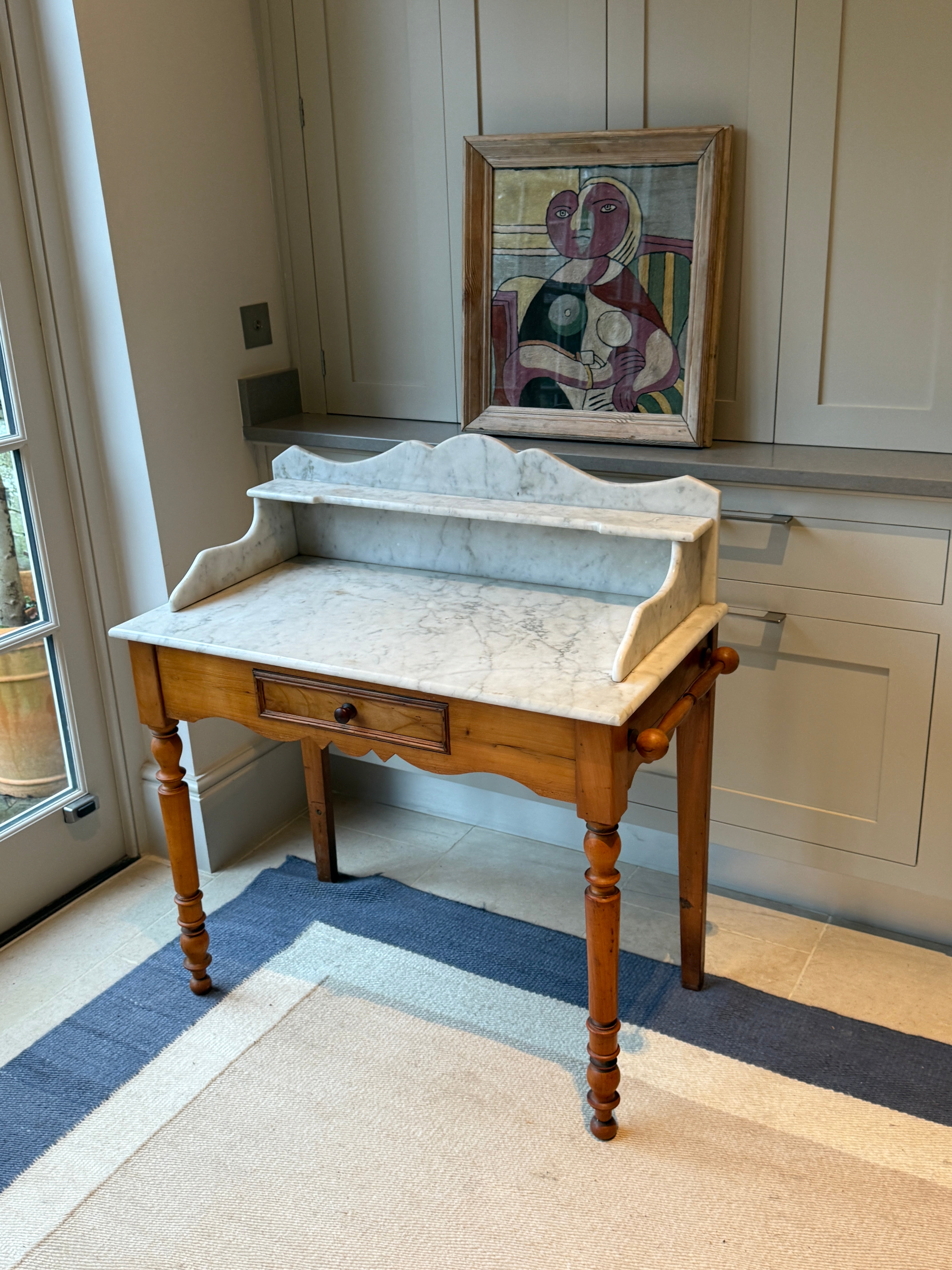 Pine Washstand with White Marble Top