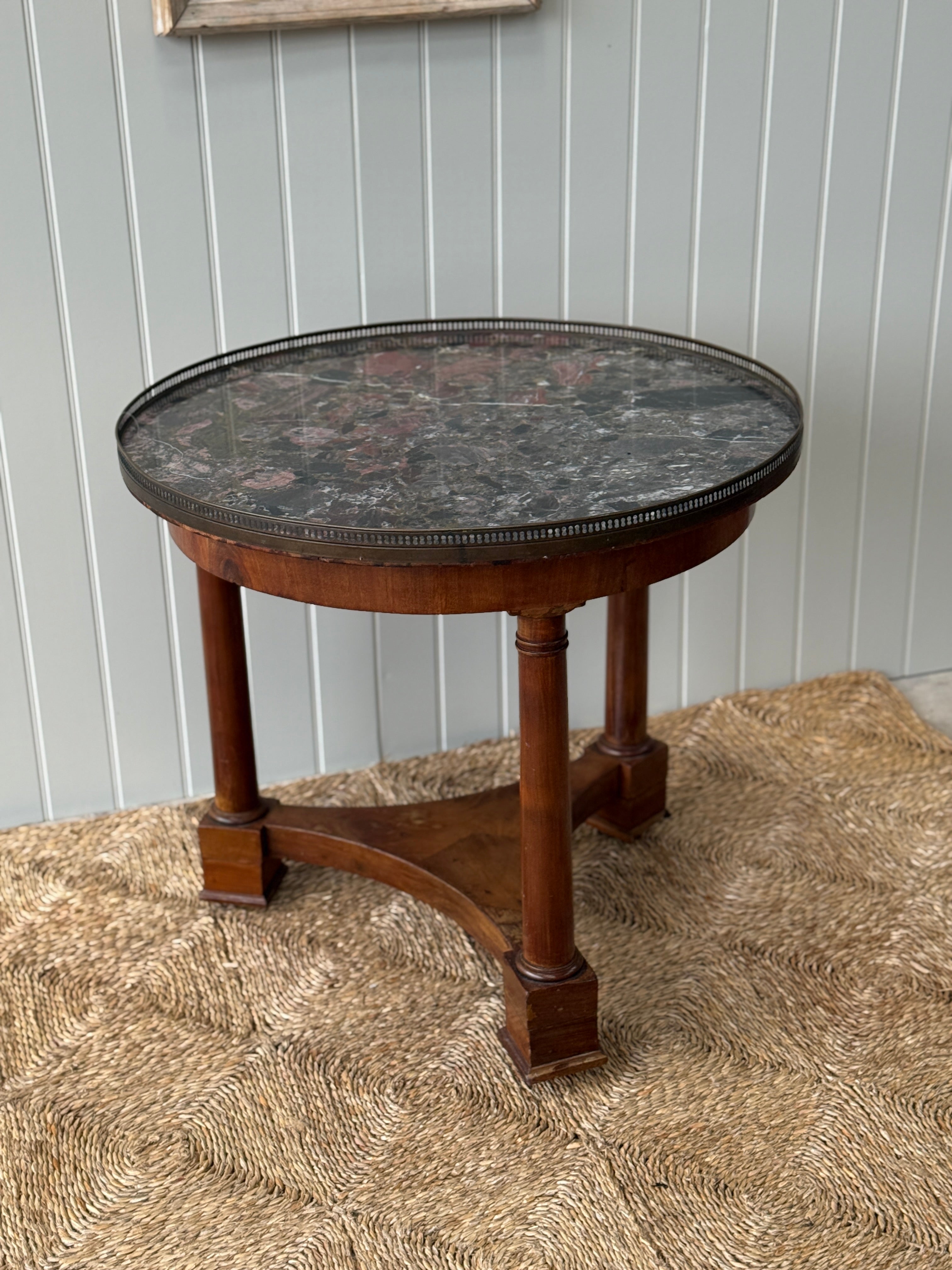 French Gueridon with galleried Marble Top