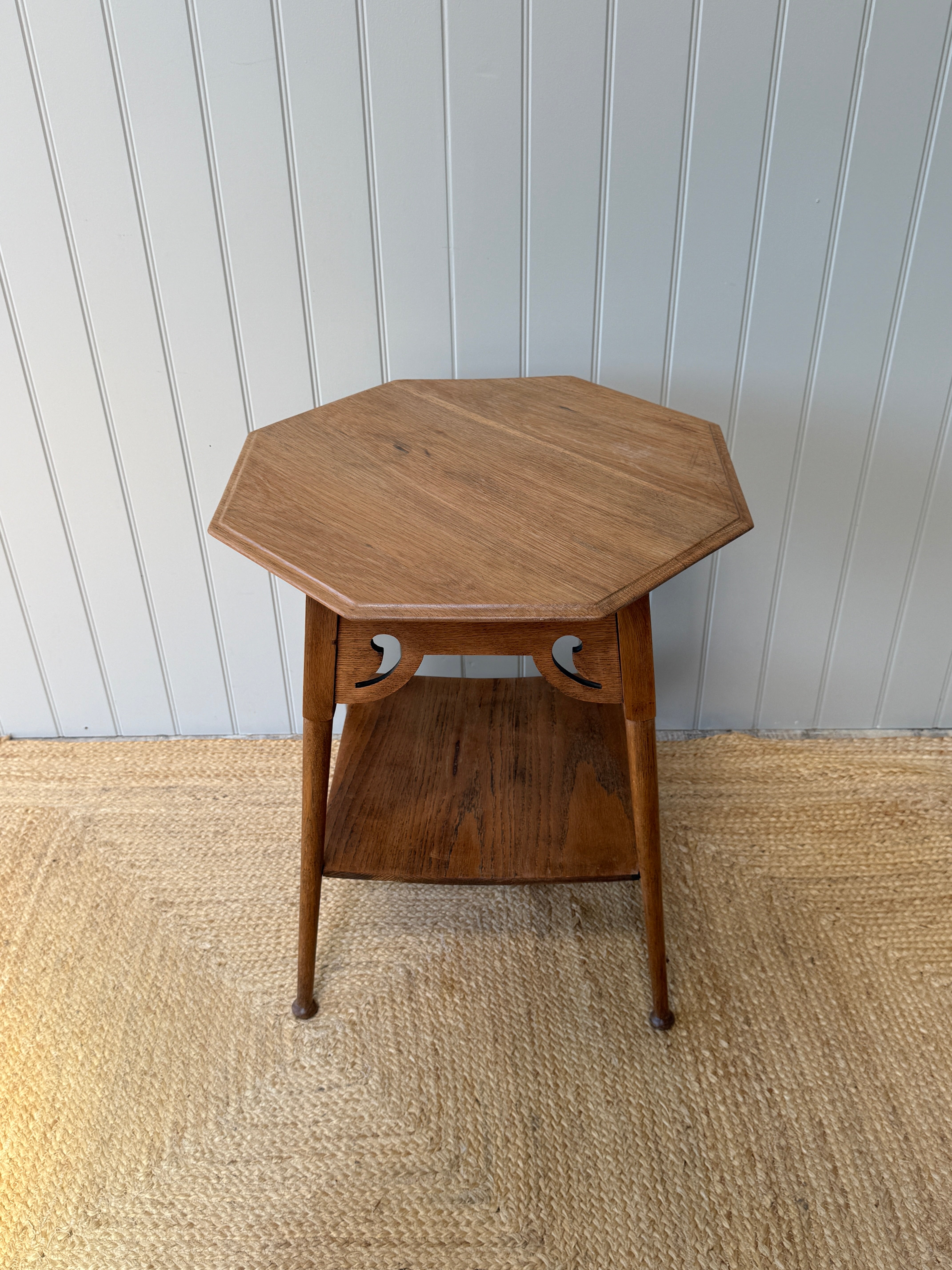 Early 20th Century Honeyed Oak Octagonal Two-Tier Occasional Table