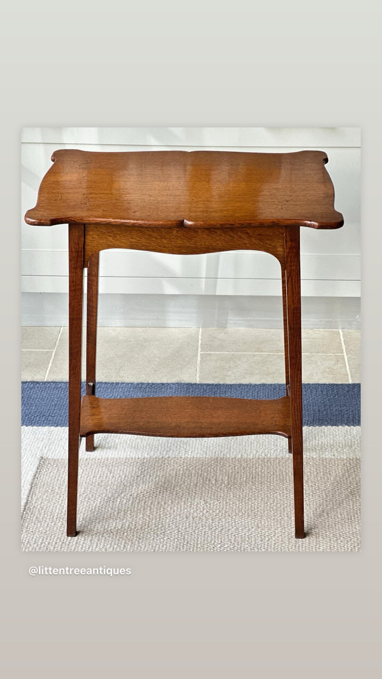 Charming Honeyed Oak Side Table with Shelf