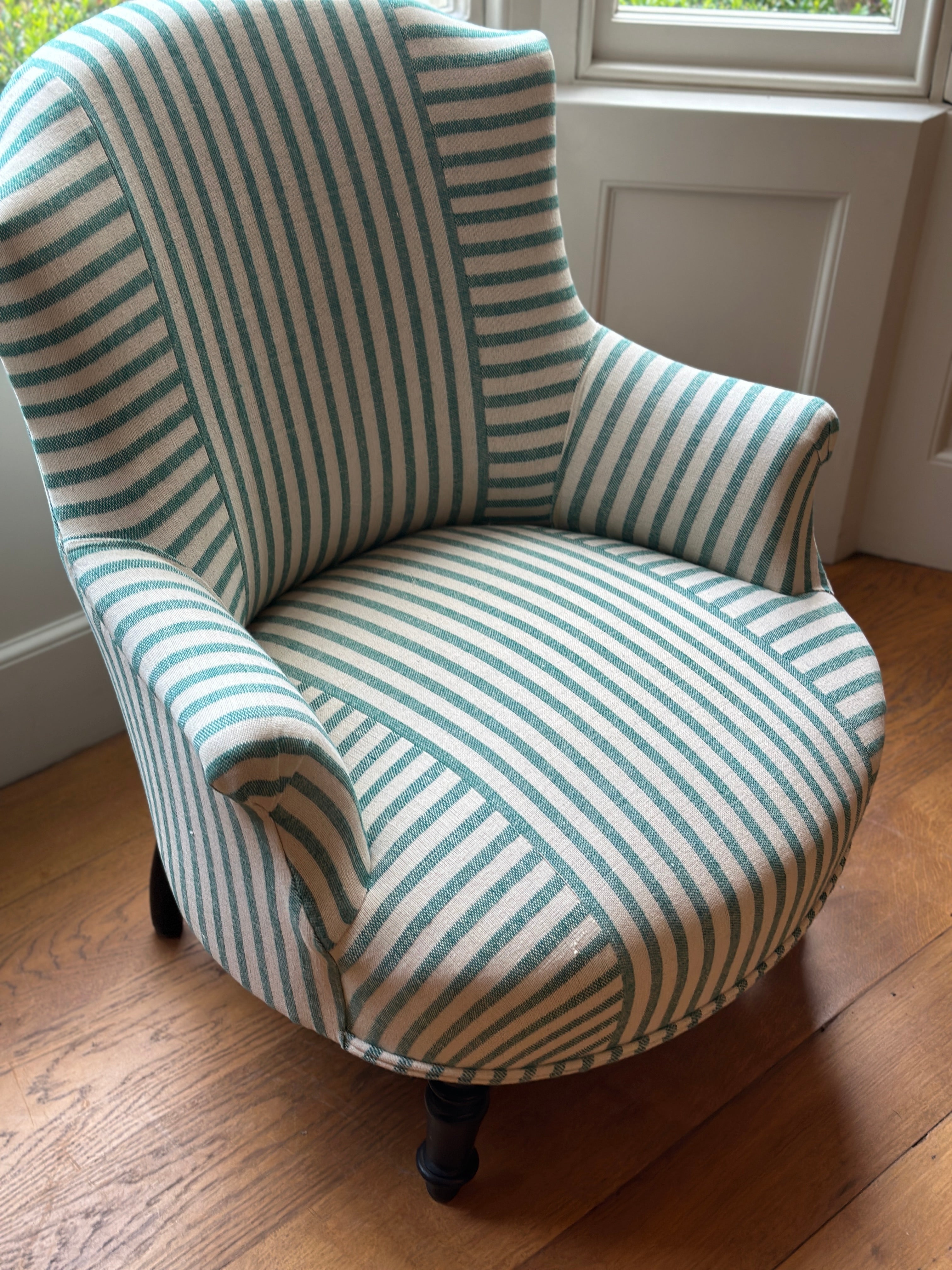 French Chair in GG Olive Sacking Peacock