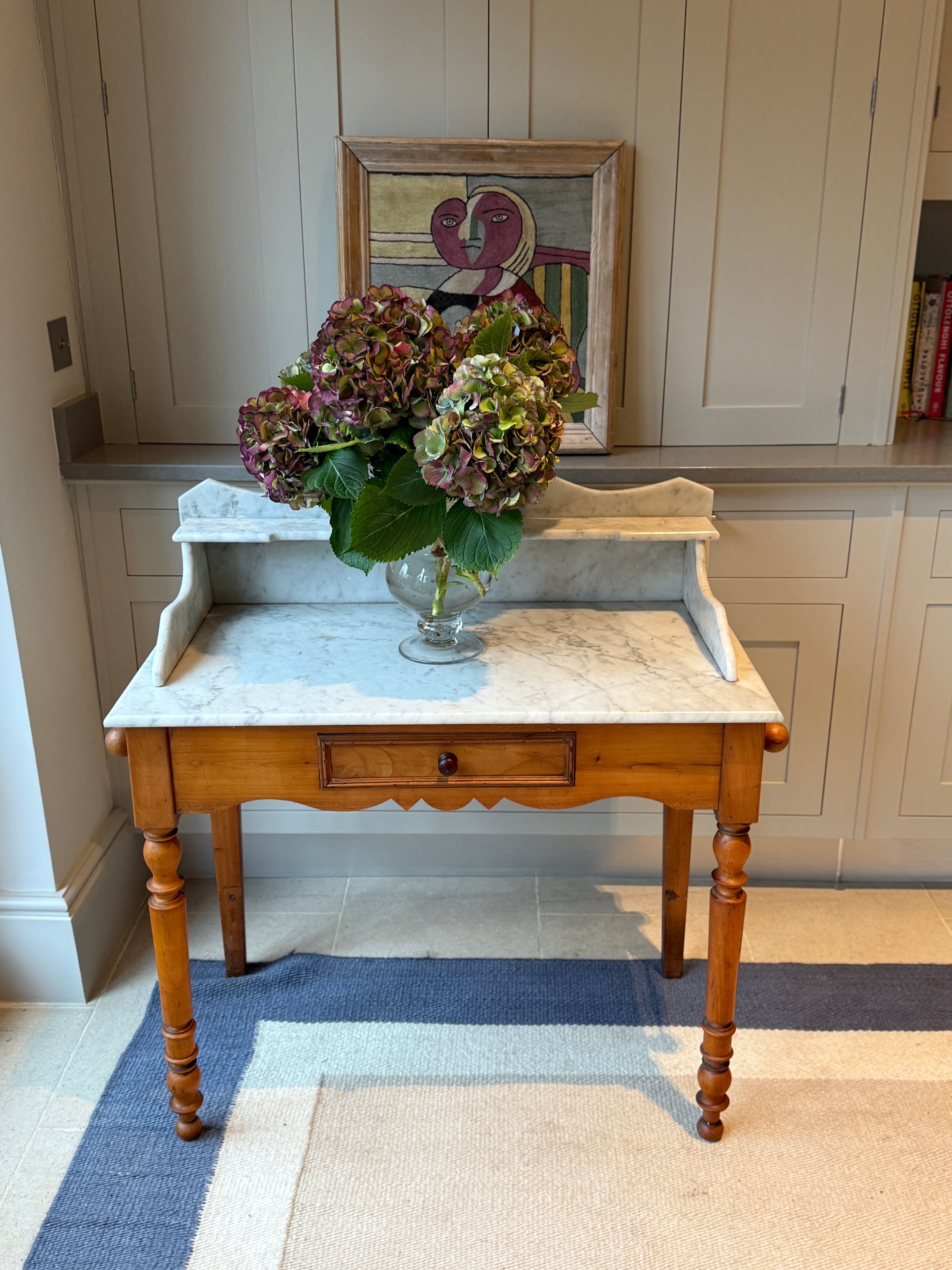 Pine Washstand with White Marble Top