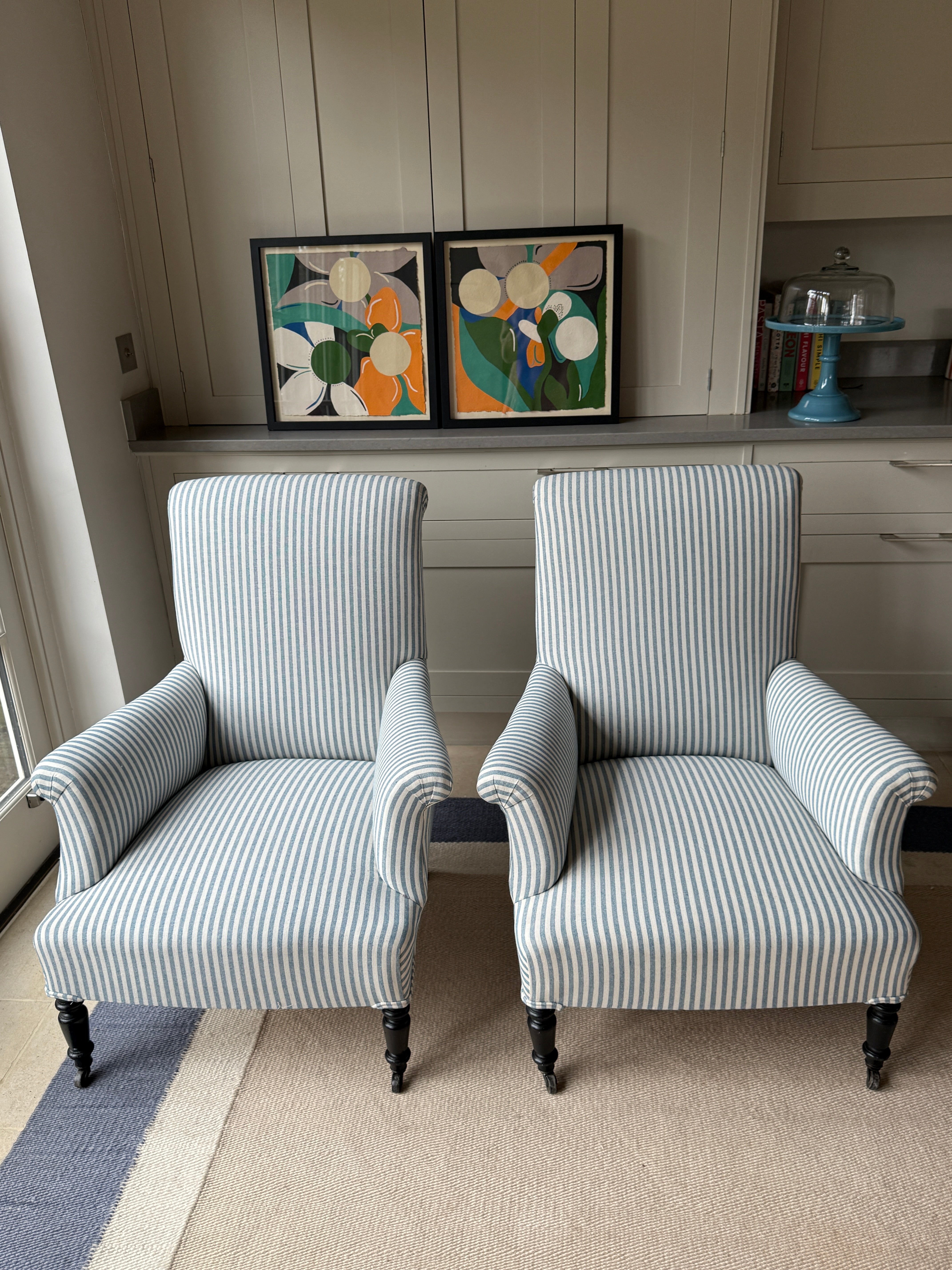 Tall Scroll Back French Armchairs