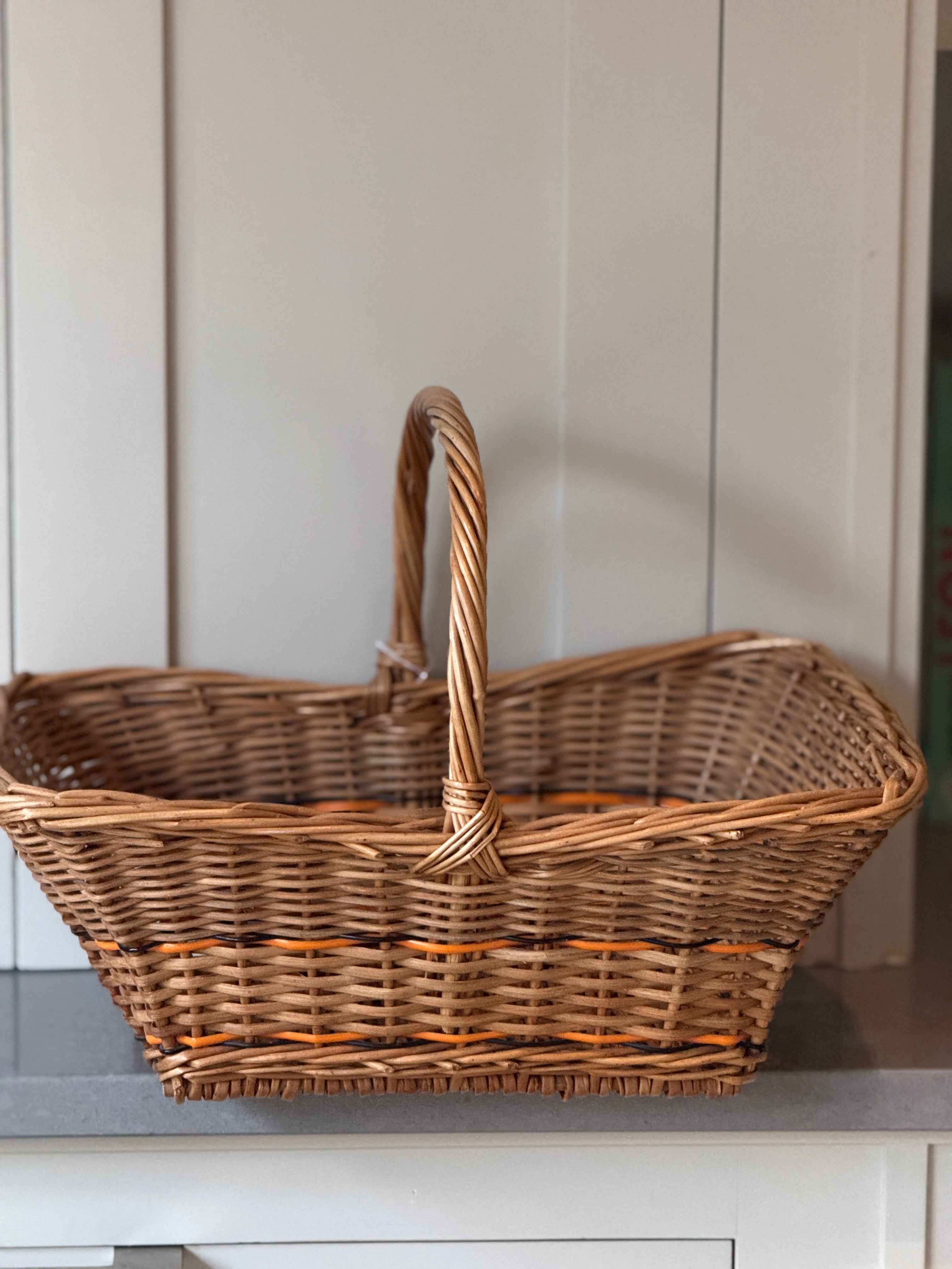 Wicker Shipper with Orange and Black Accents
