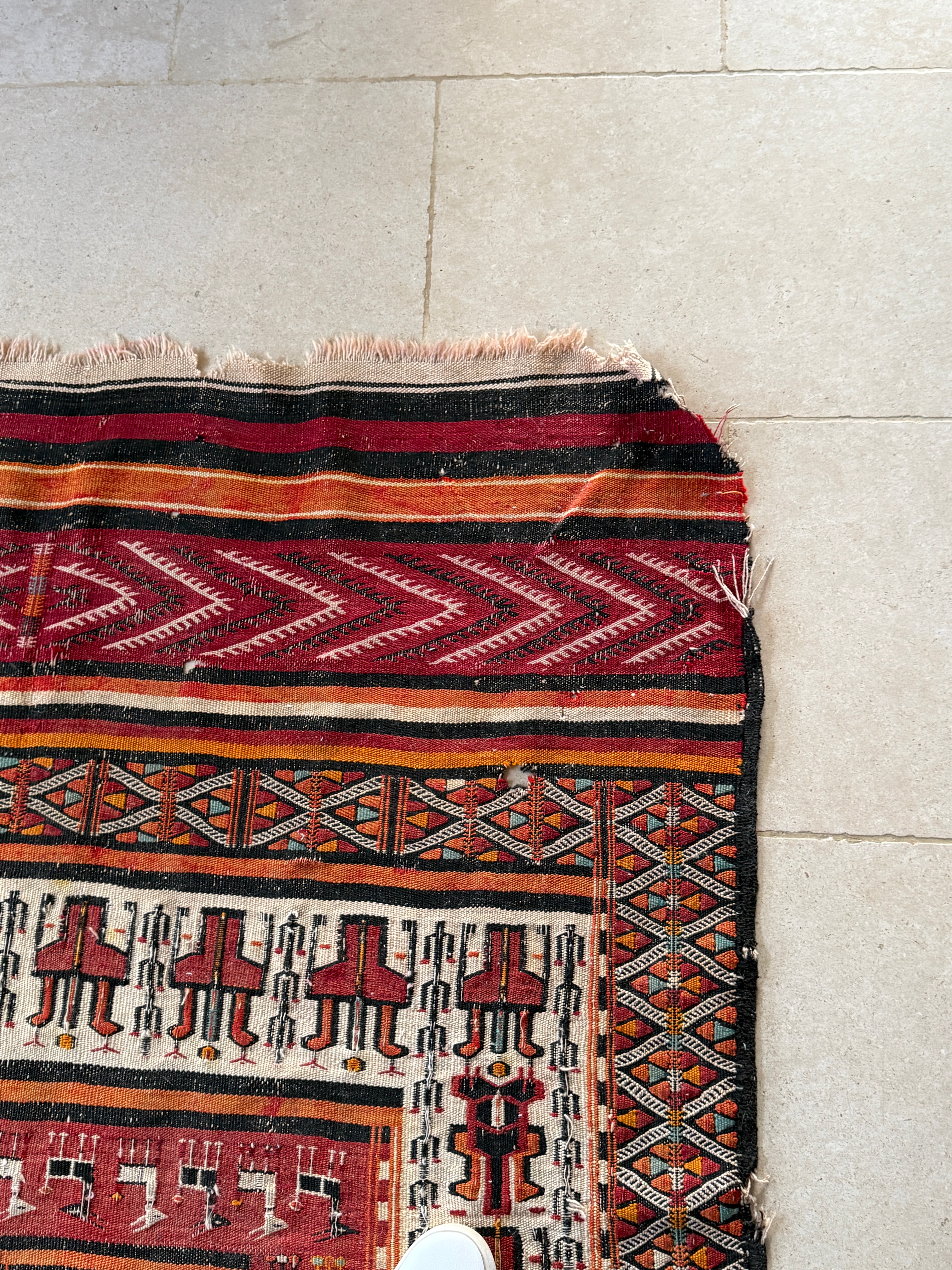 Vintage Polychrome Turkish Flatweave rug
