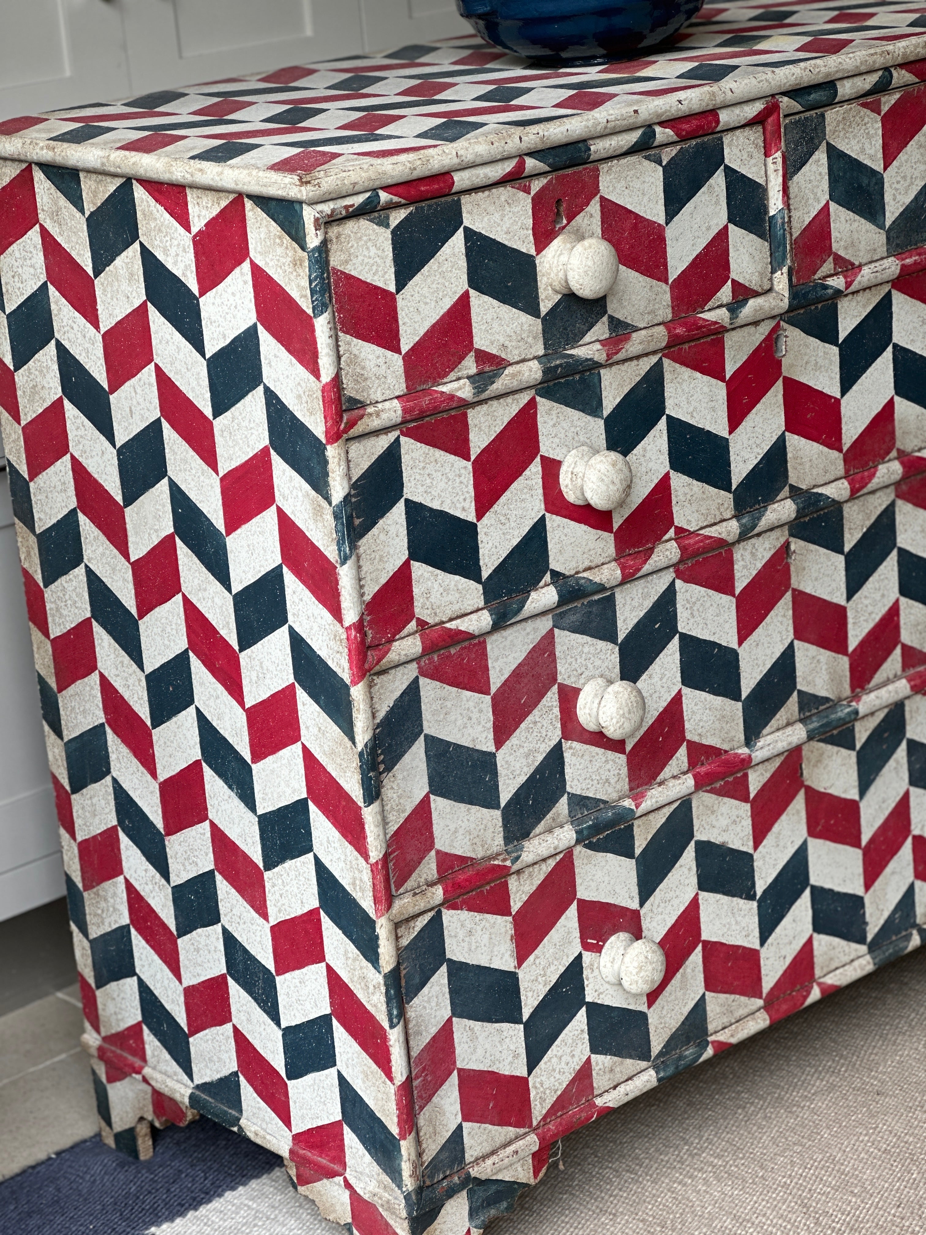Old Chest of Drawers with Modern Chevron Pain Finish