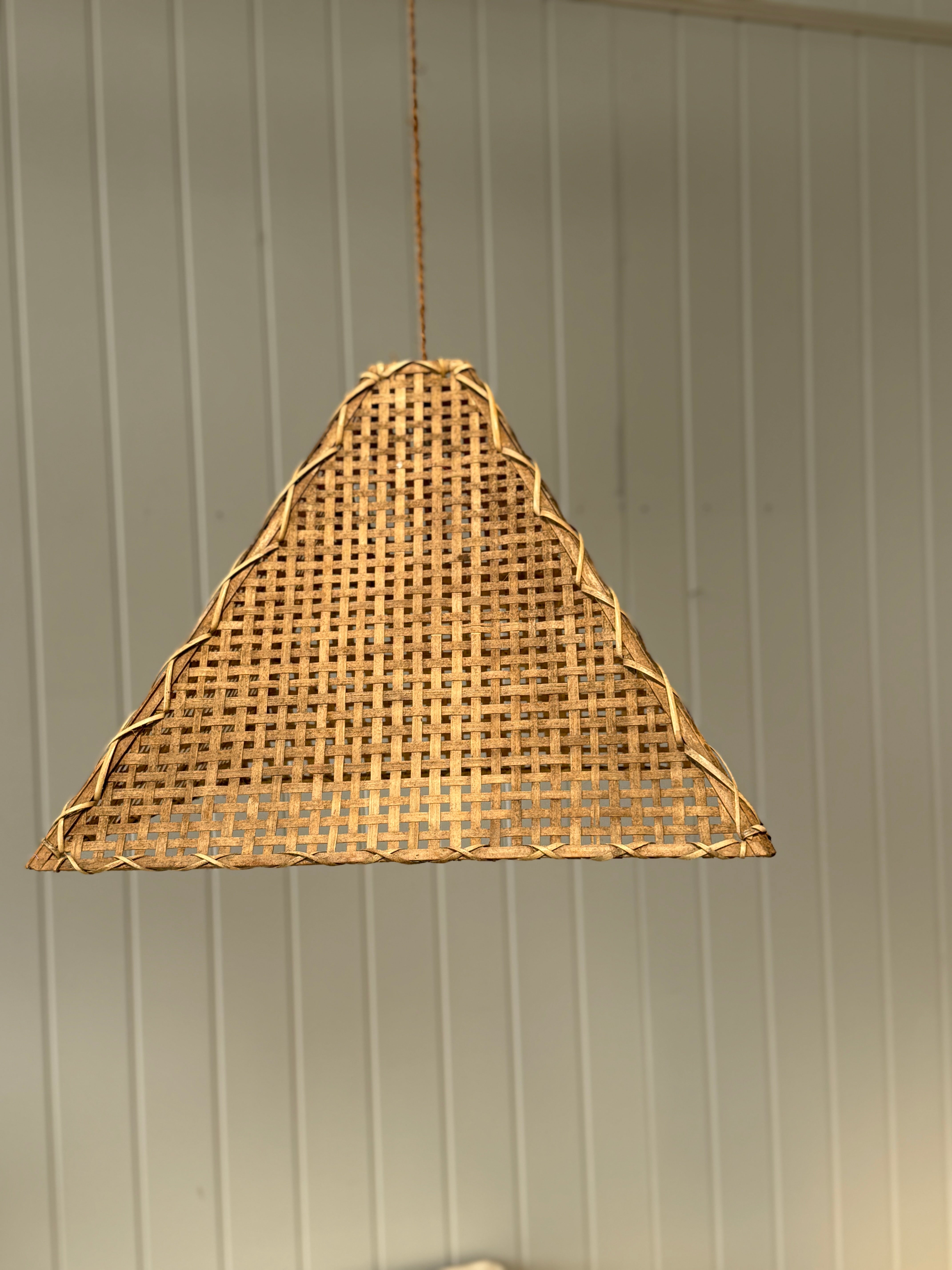 Pair of Woven Cane Pyramid Lampshades