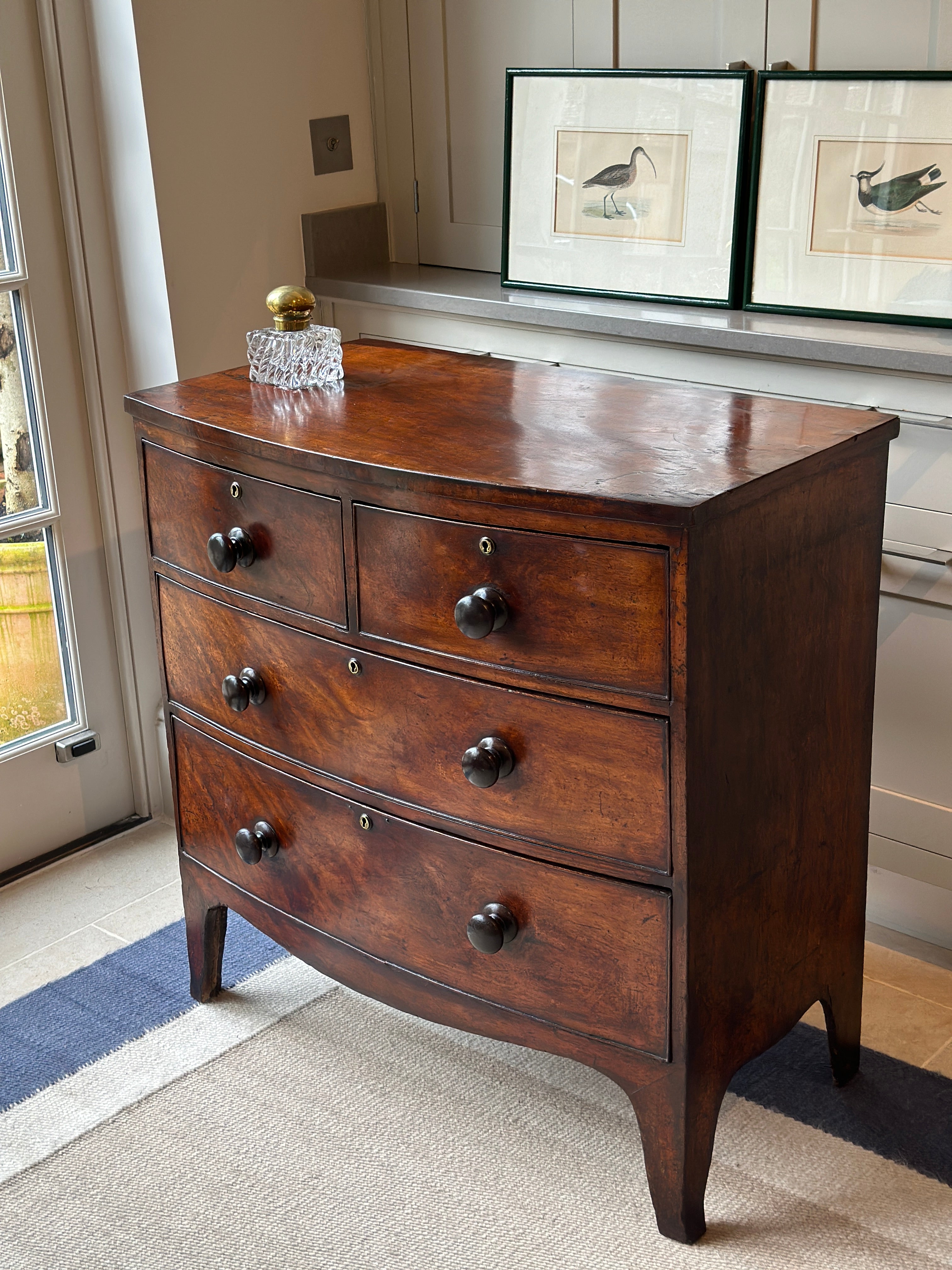 Small Bow Fronted Mahogany Chest of Drawers