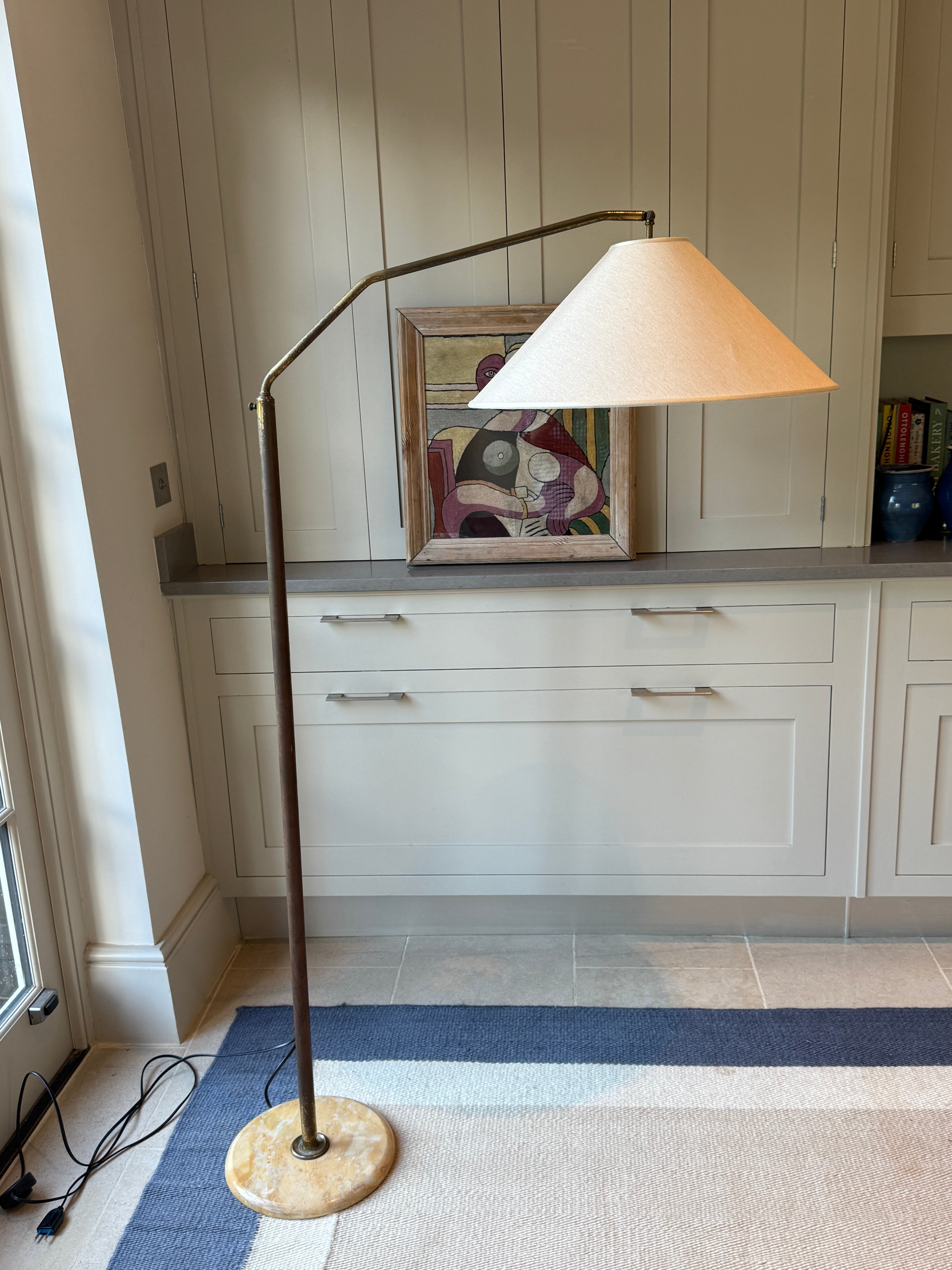 Italian 50s Marble & Brass Extending Floor lamp