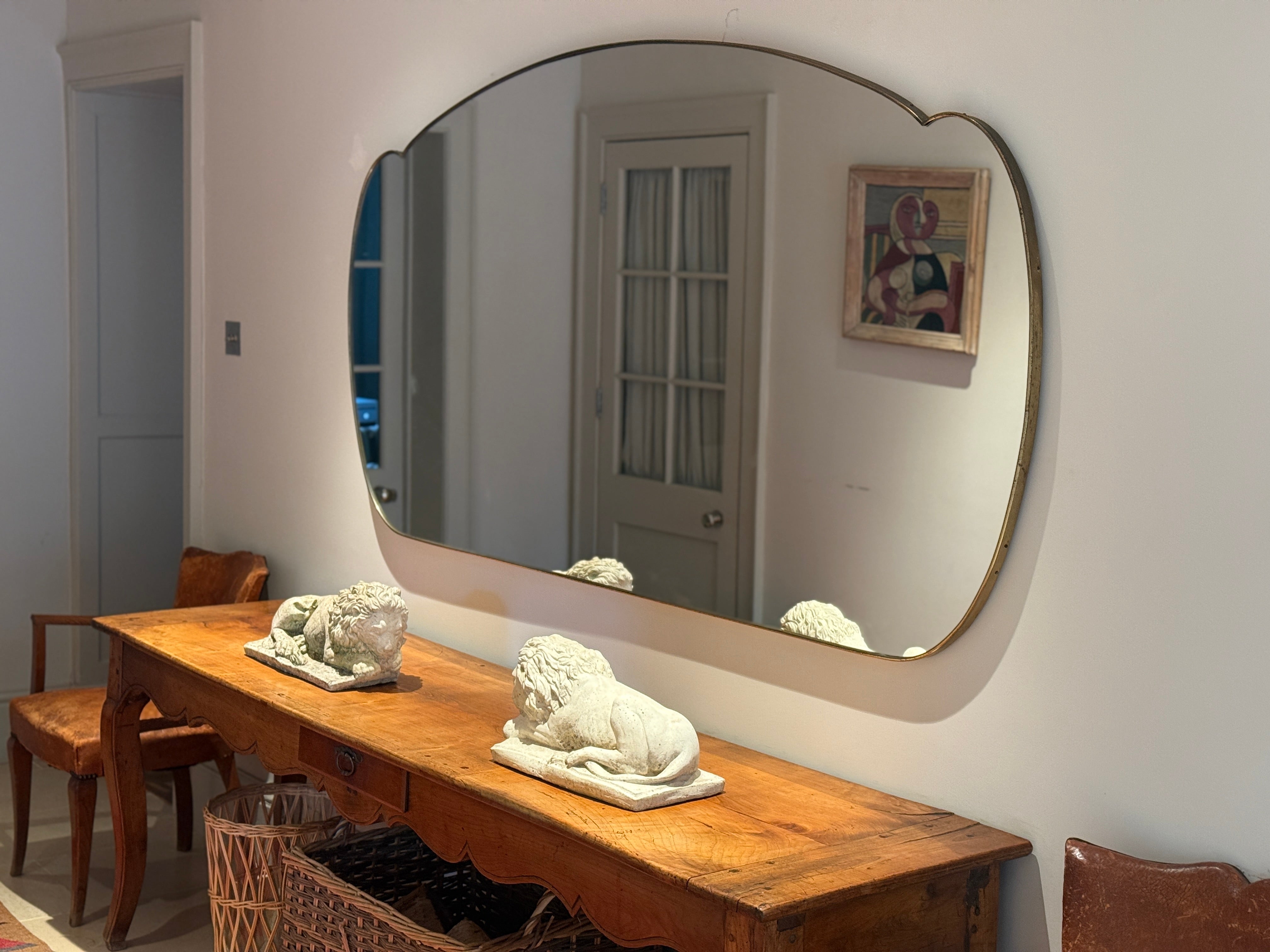 Extra Large Cloud Shaped Italian Brass Shield Mirror