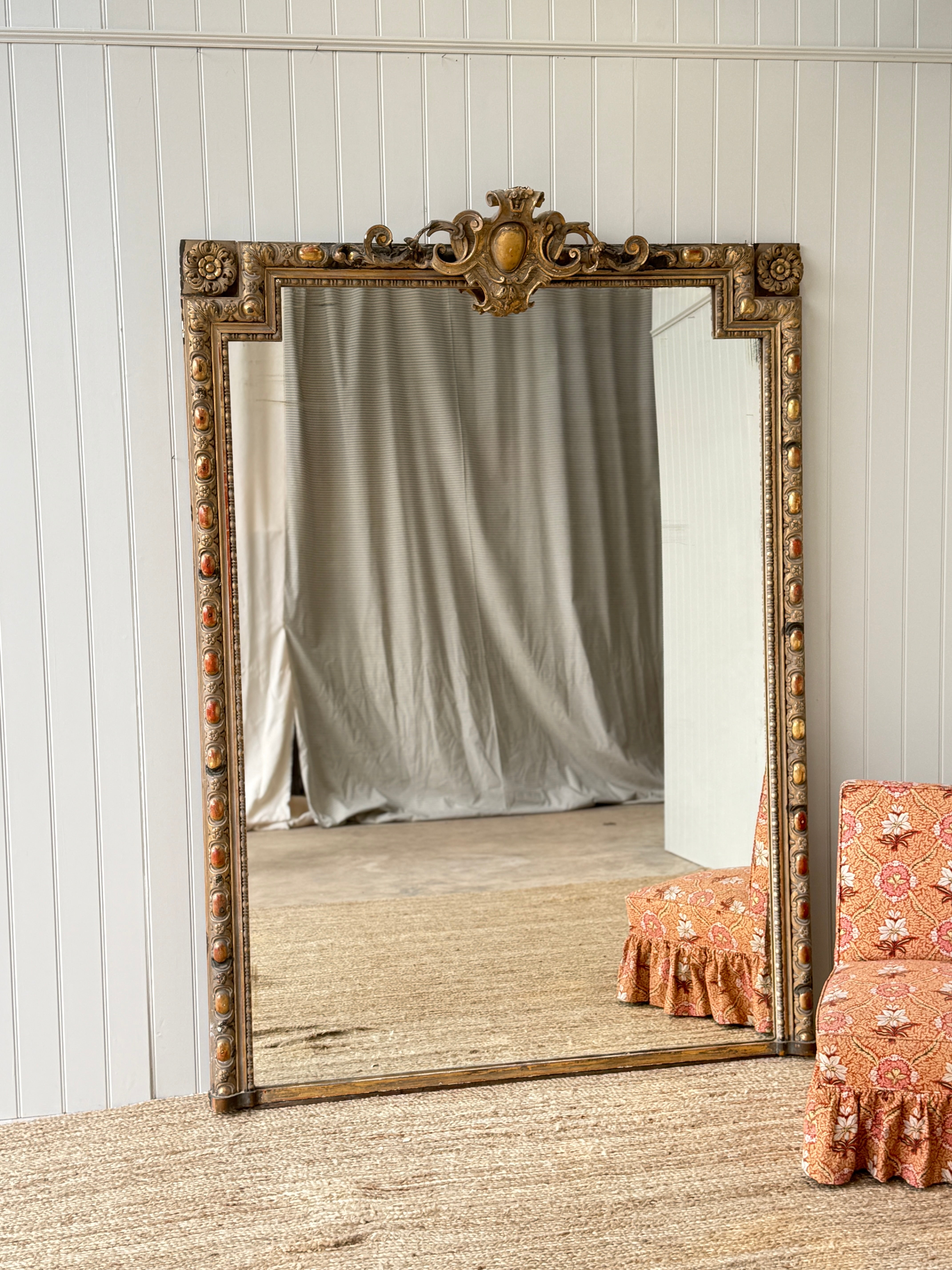 Huge French Gilt Mirror - Faded Grande Dame