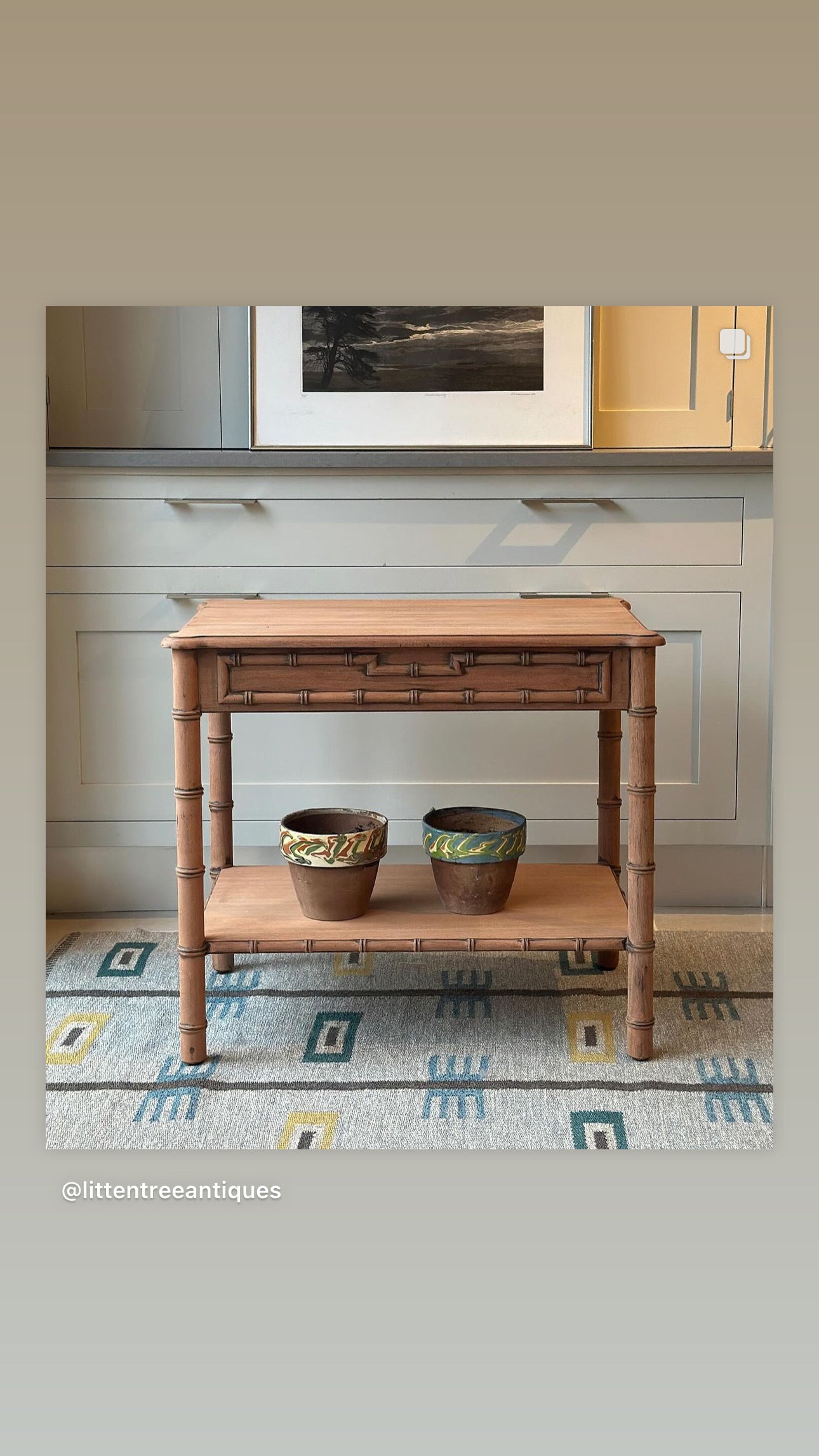 Charming Vintage Mahogany Faux Bamboo Side Table
