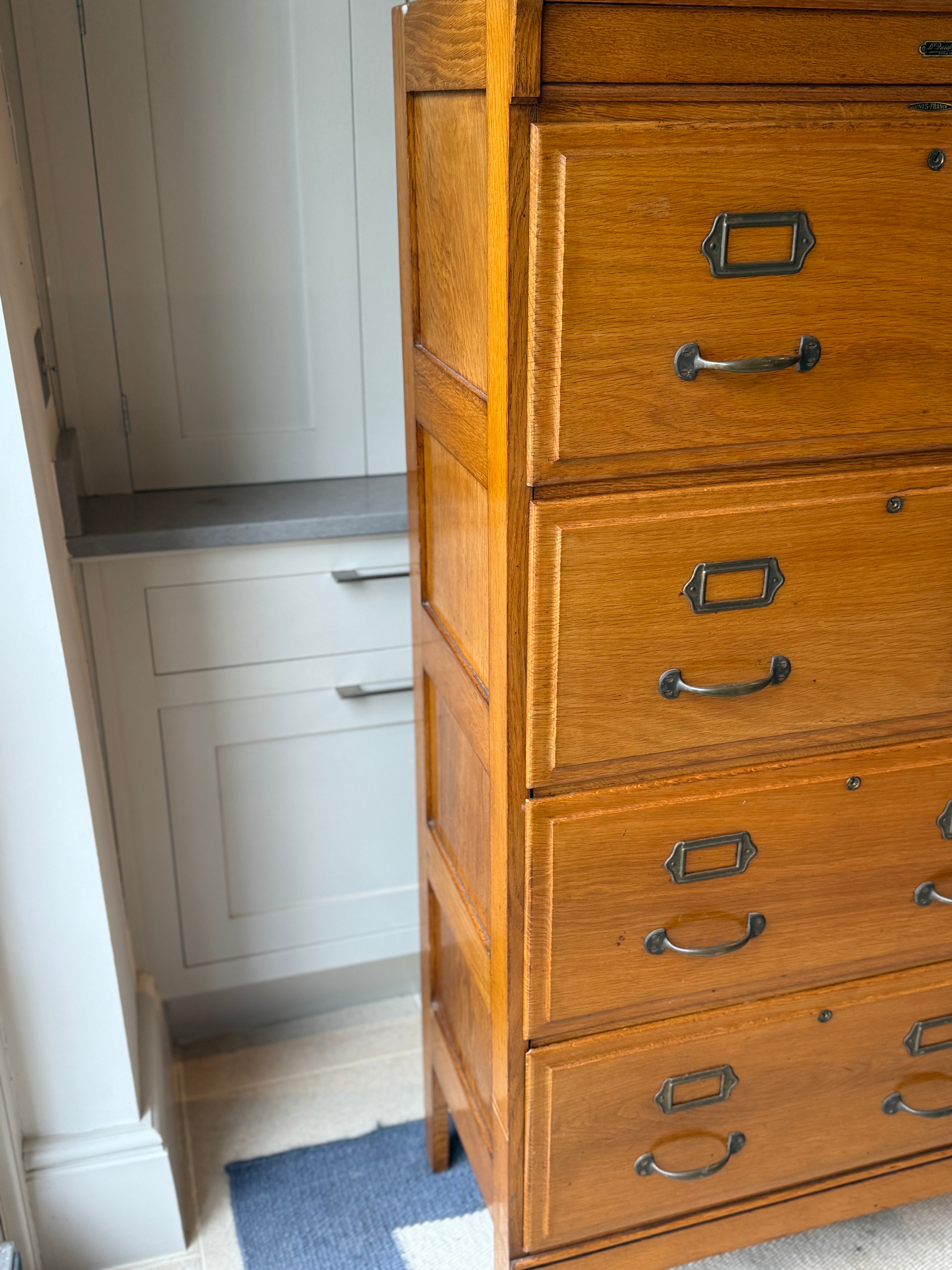 French Honeyed Oak Filing Cabinet