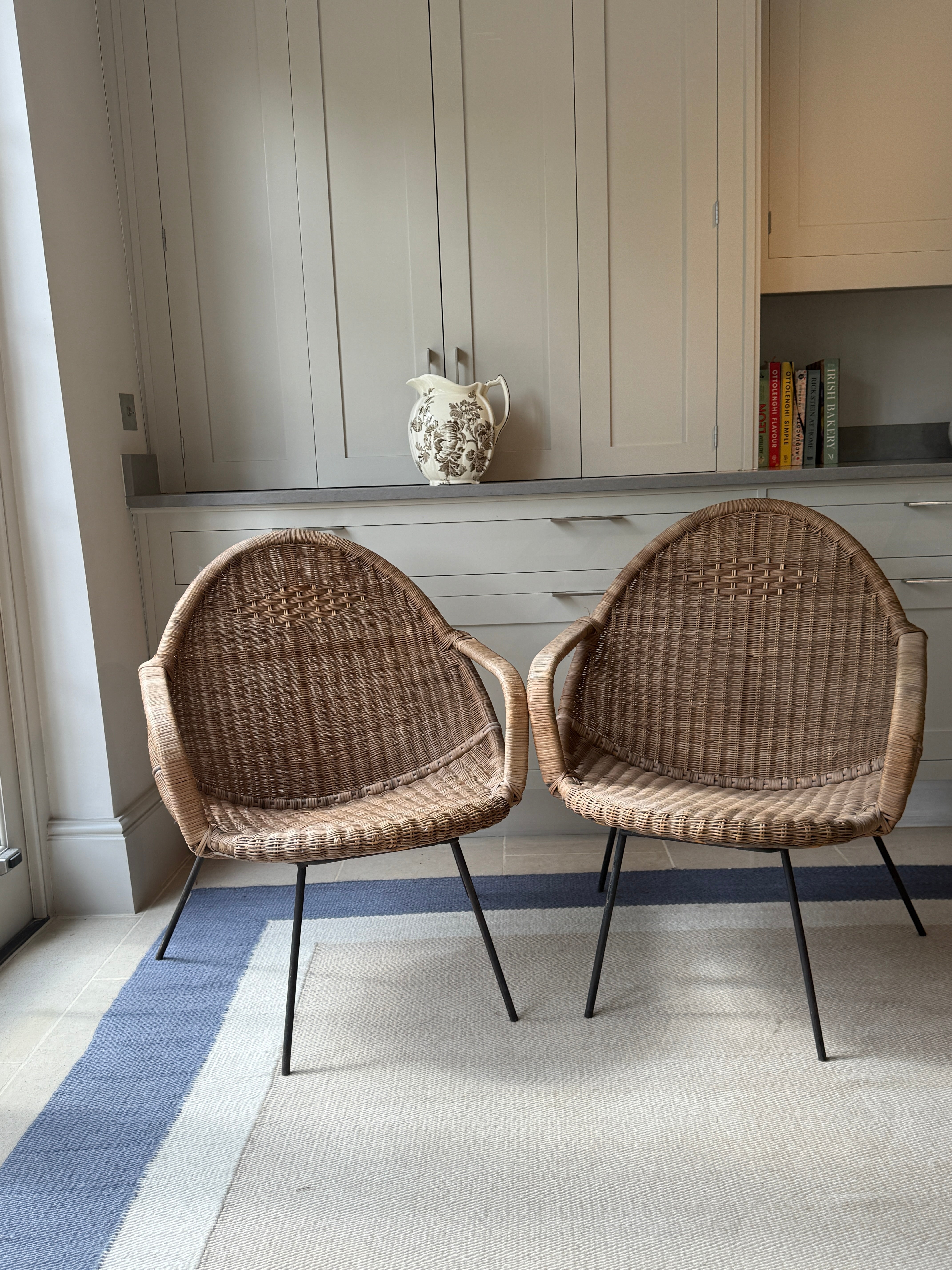 Pair of Italian Rattan Chairs Circa 1960-70